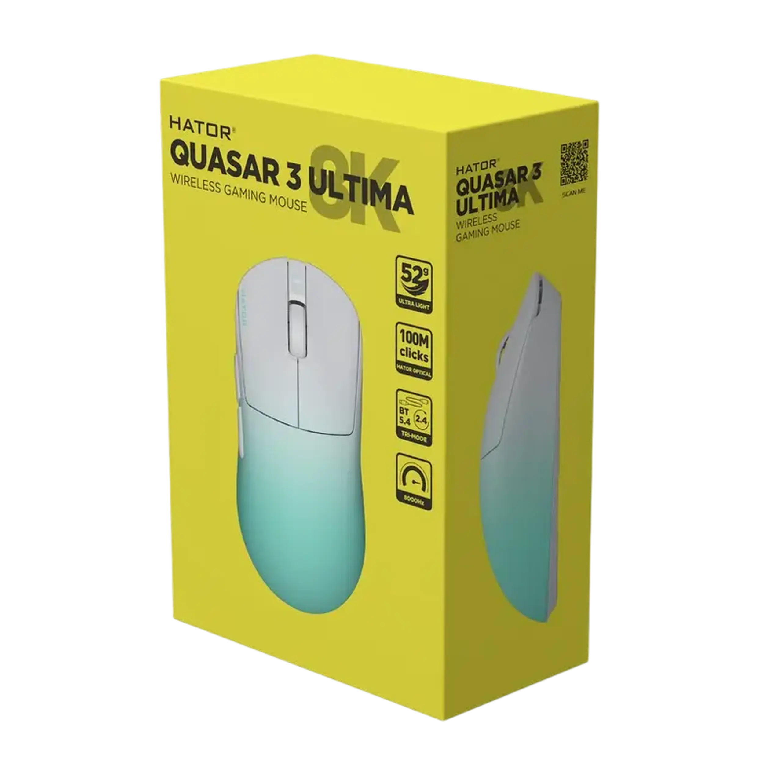 Gaming Mouse HATOR Quasar 3 Ultima 8K Wireless, Alb