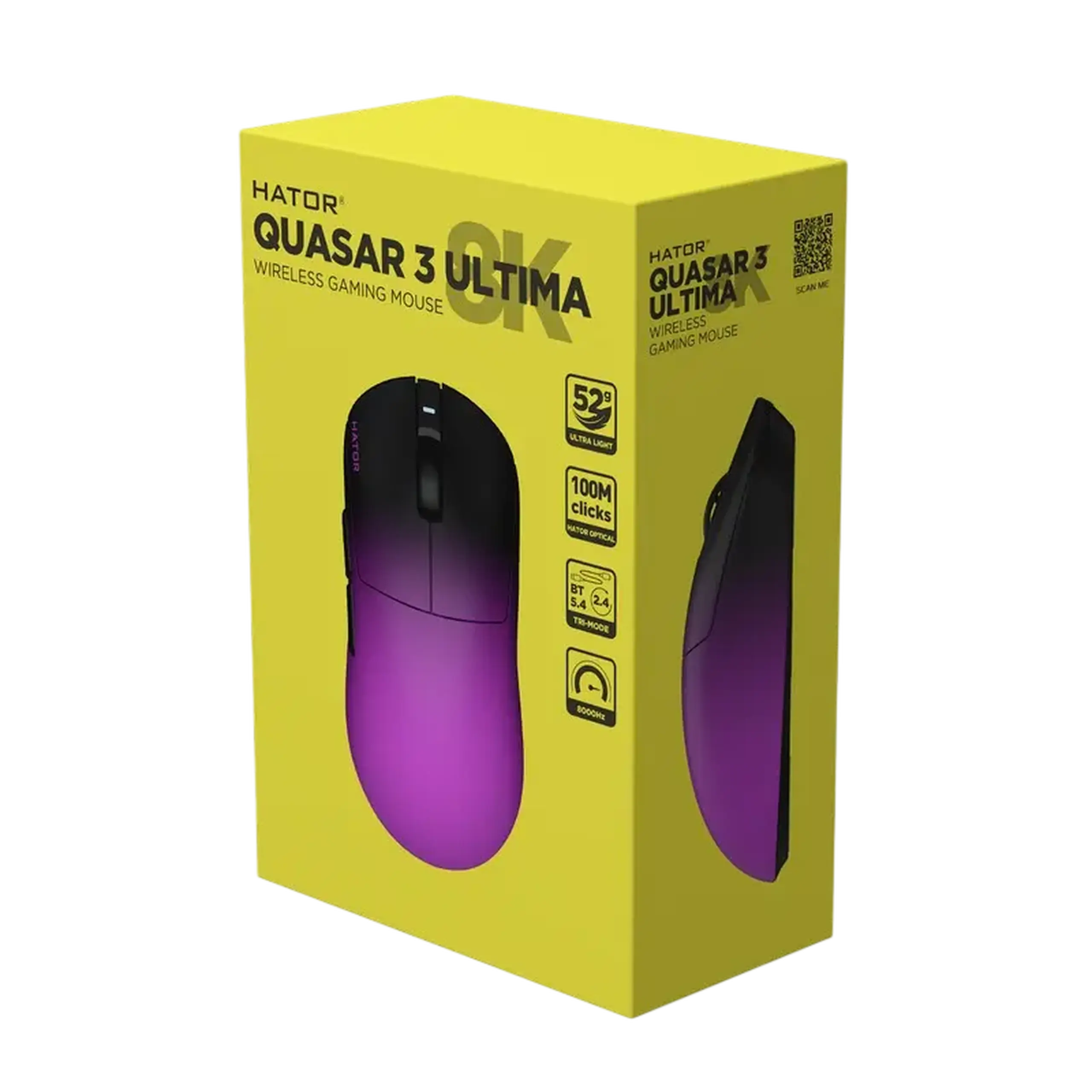 Gaming Mouse HATOR Quasar 3 Ultima 8K Wireless, Negru