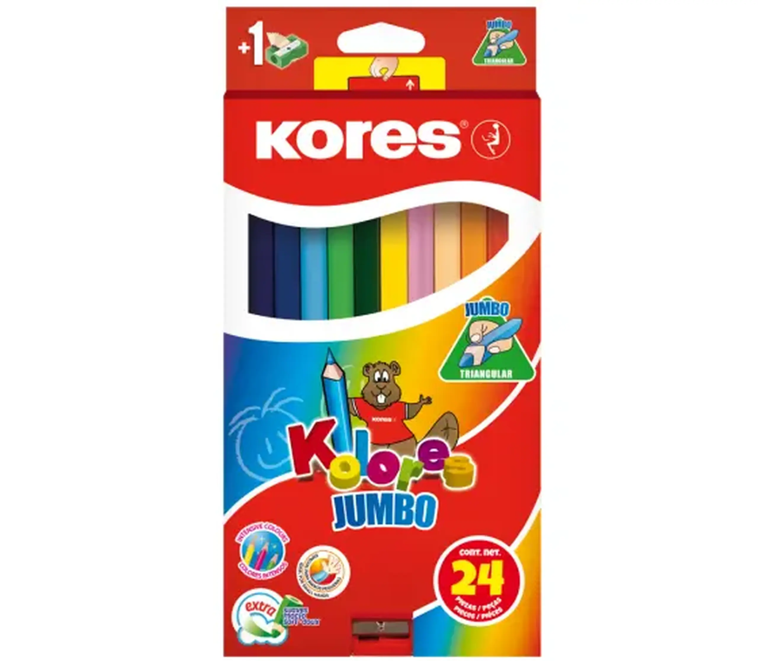 Creioane color Kores 24 cul JUMBO (triunghiular) 29 433