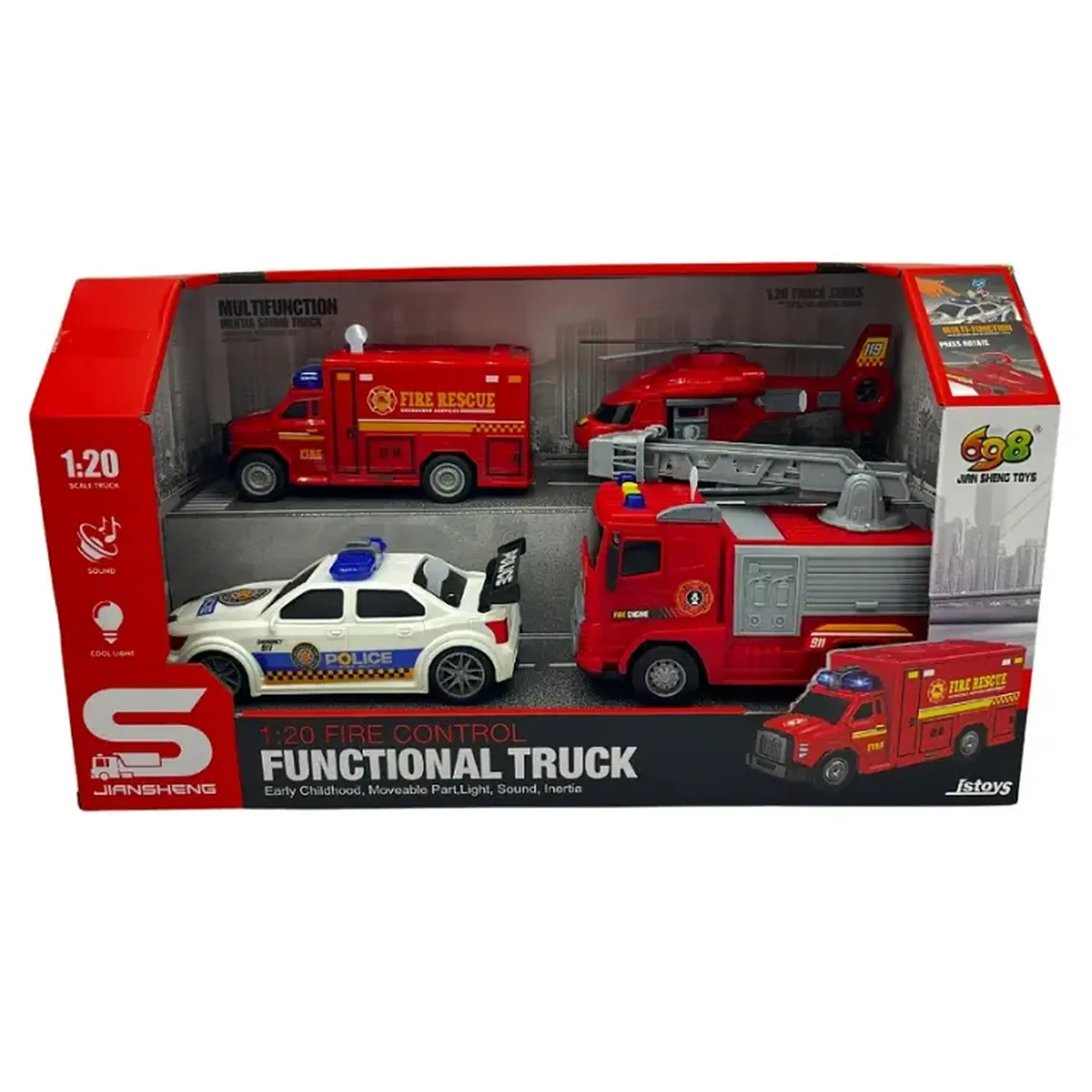 Set cu 4 autospeciale,frictiune,sunete si lumini 1:20