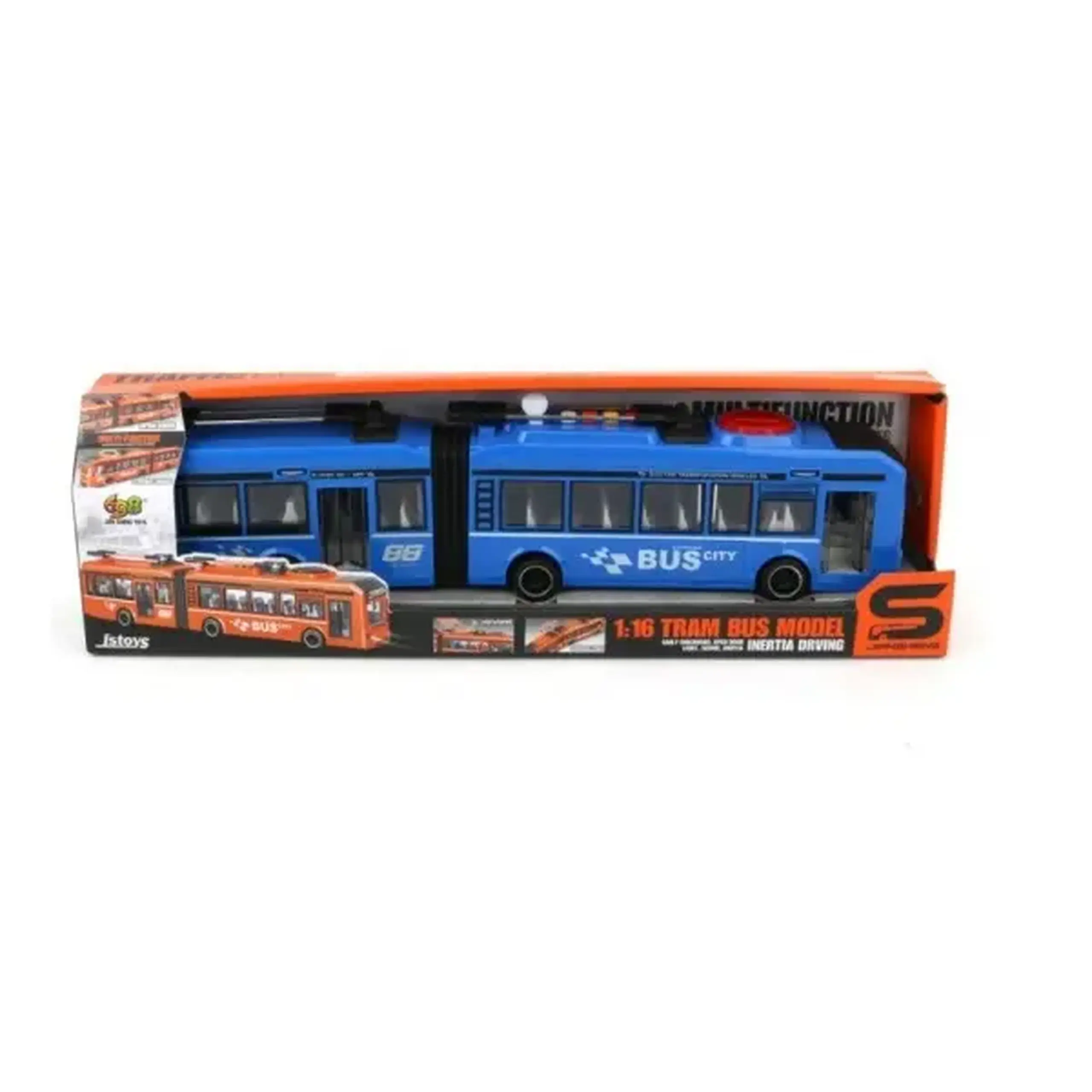 Autobuz albastru cu frictiune, sunete si lumini, 1:16