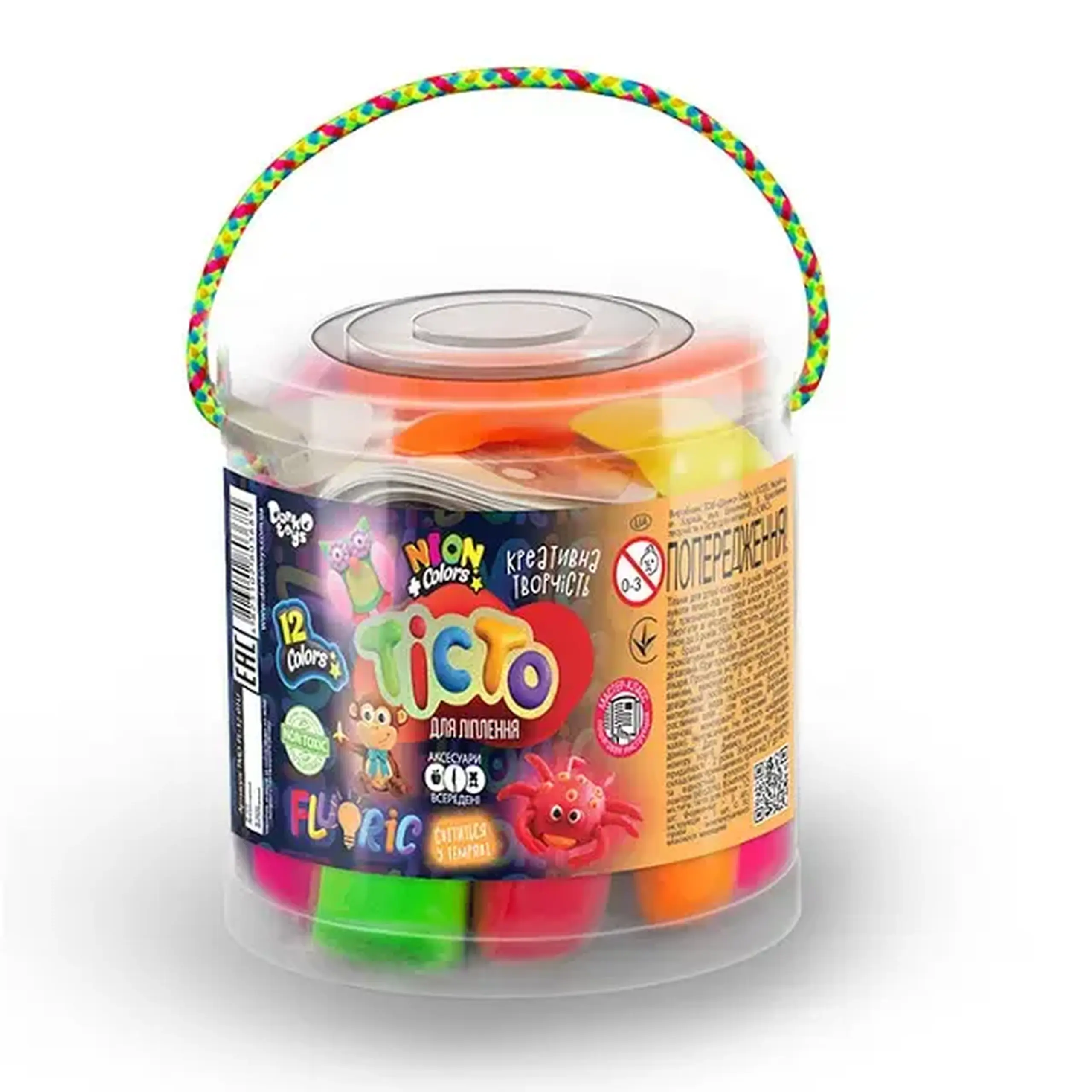 Set Creatie (Aluat pentru modelare Fluoric) caldarusa mica 12culori, 240g