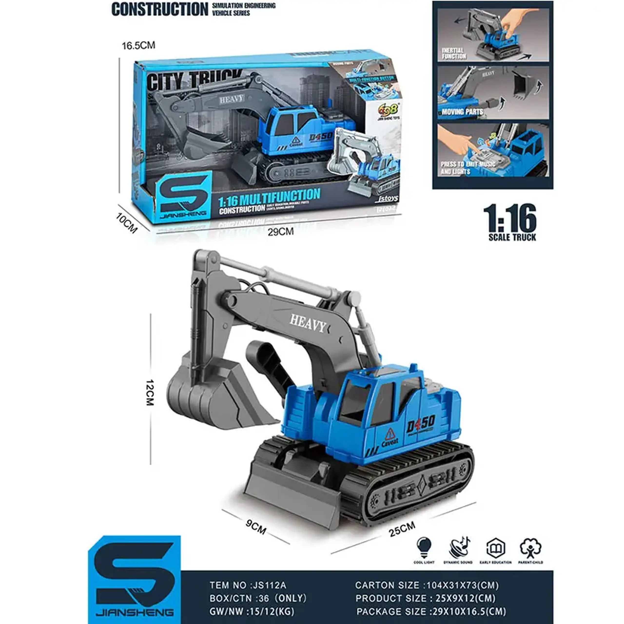 Masina excavator cu sunet si lumini (instructiune in romana)