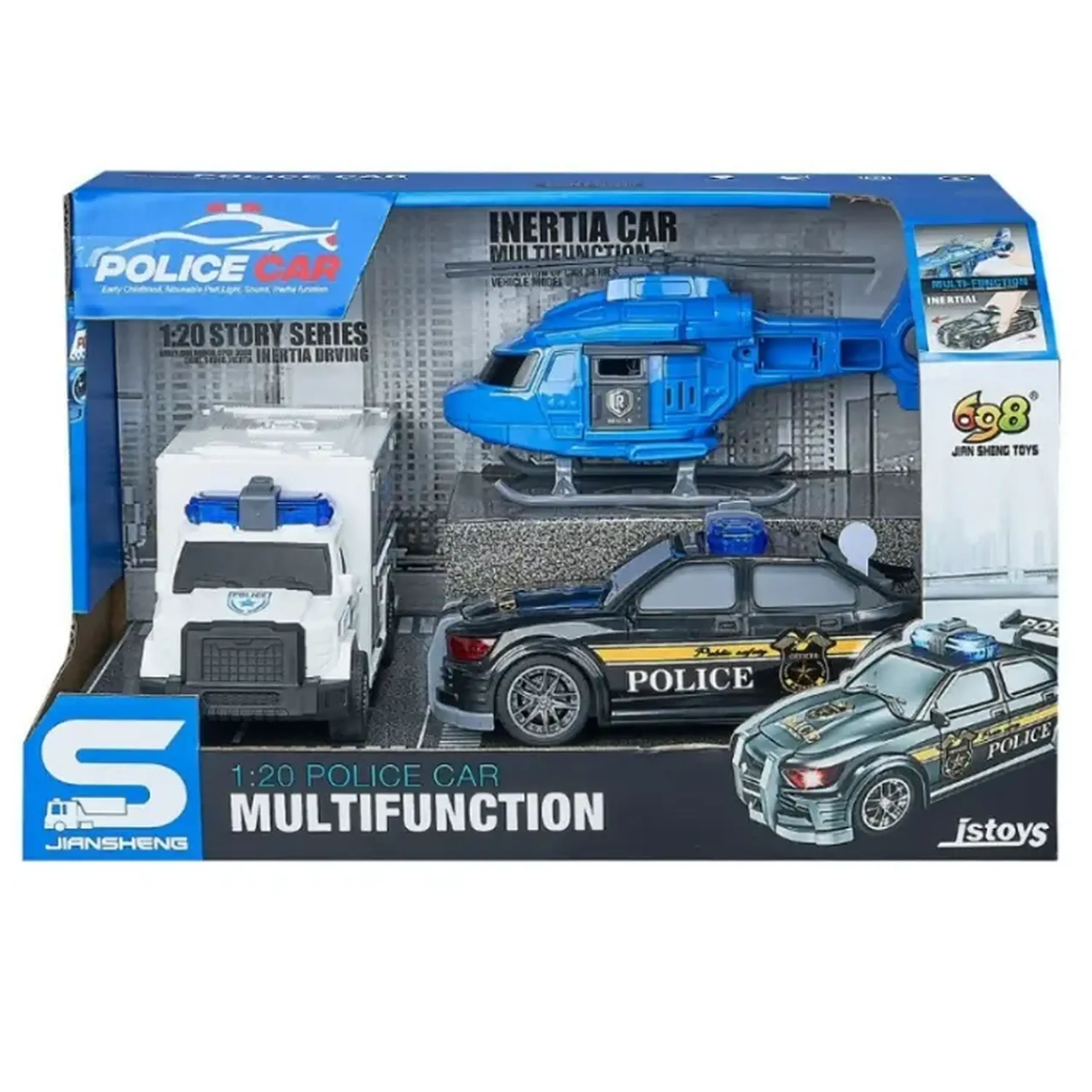 Set cu 3 autospeciale politie,cu frictiune,sunete si lumini 1:20