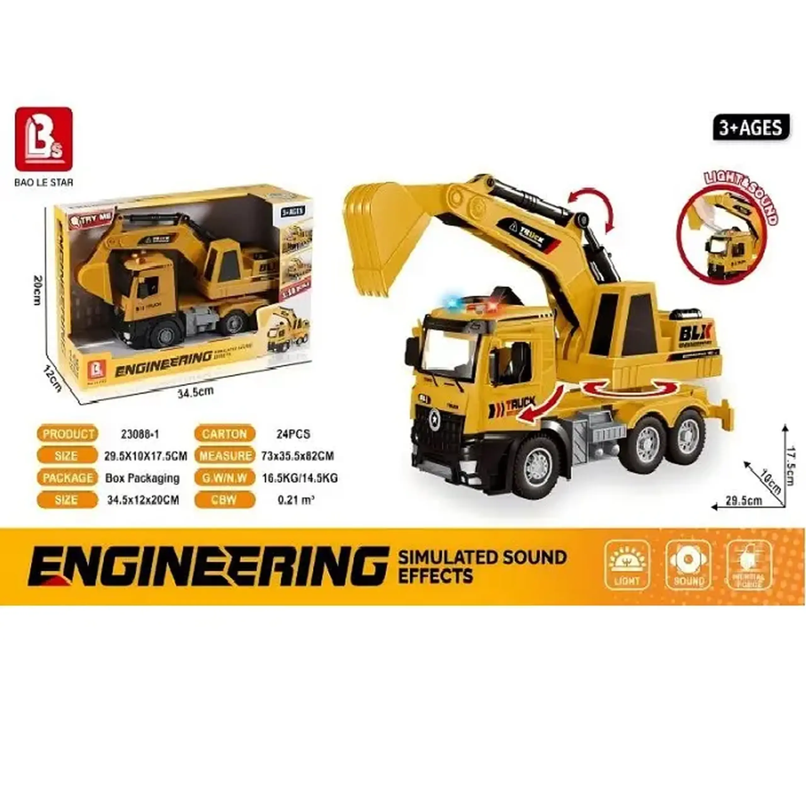 Masina excavator cu sunet si lumini