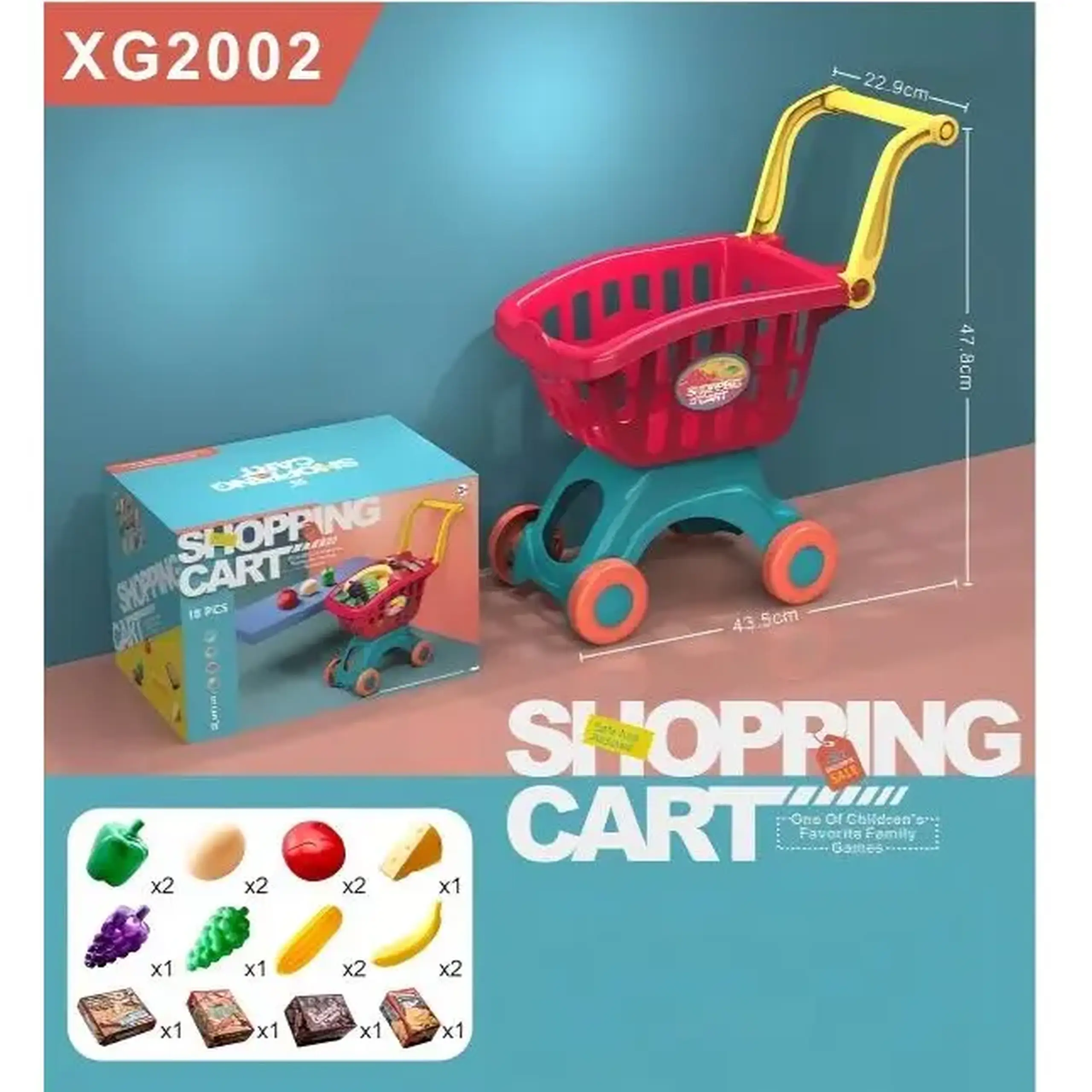 Carucior supermarket cu accesorii