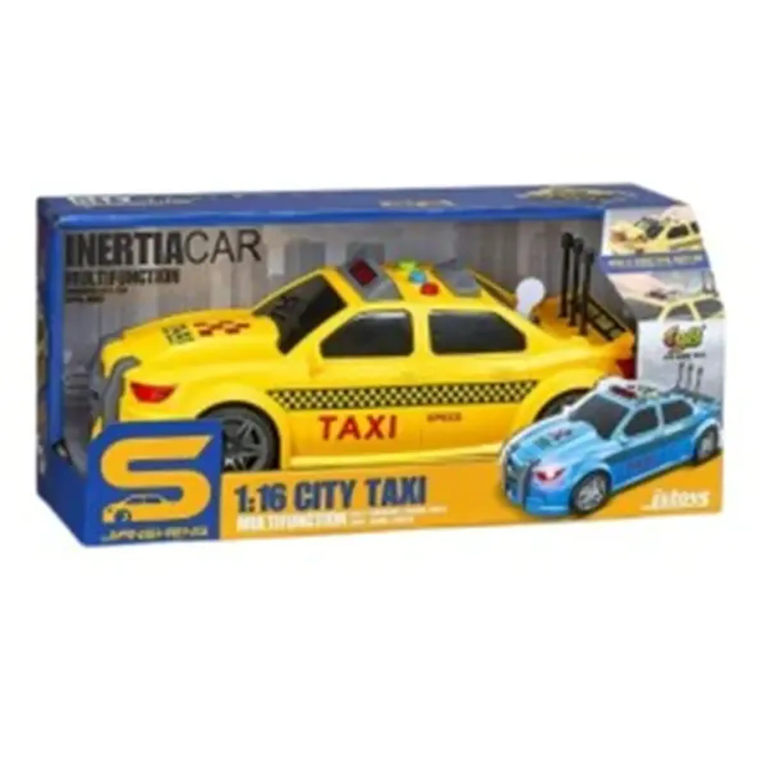 Masina Taxi cu inertie si portbagaj care se deschide, sunete si lumini, 1:16
