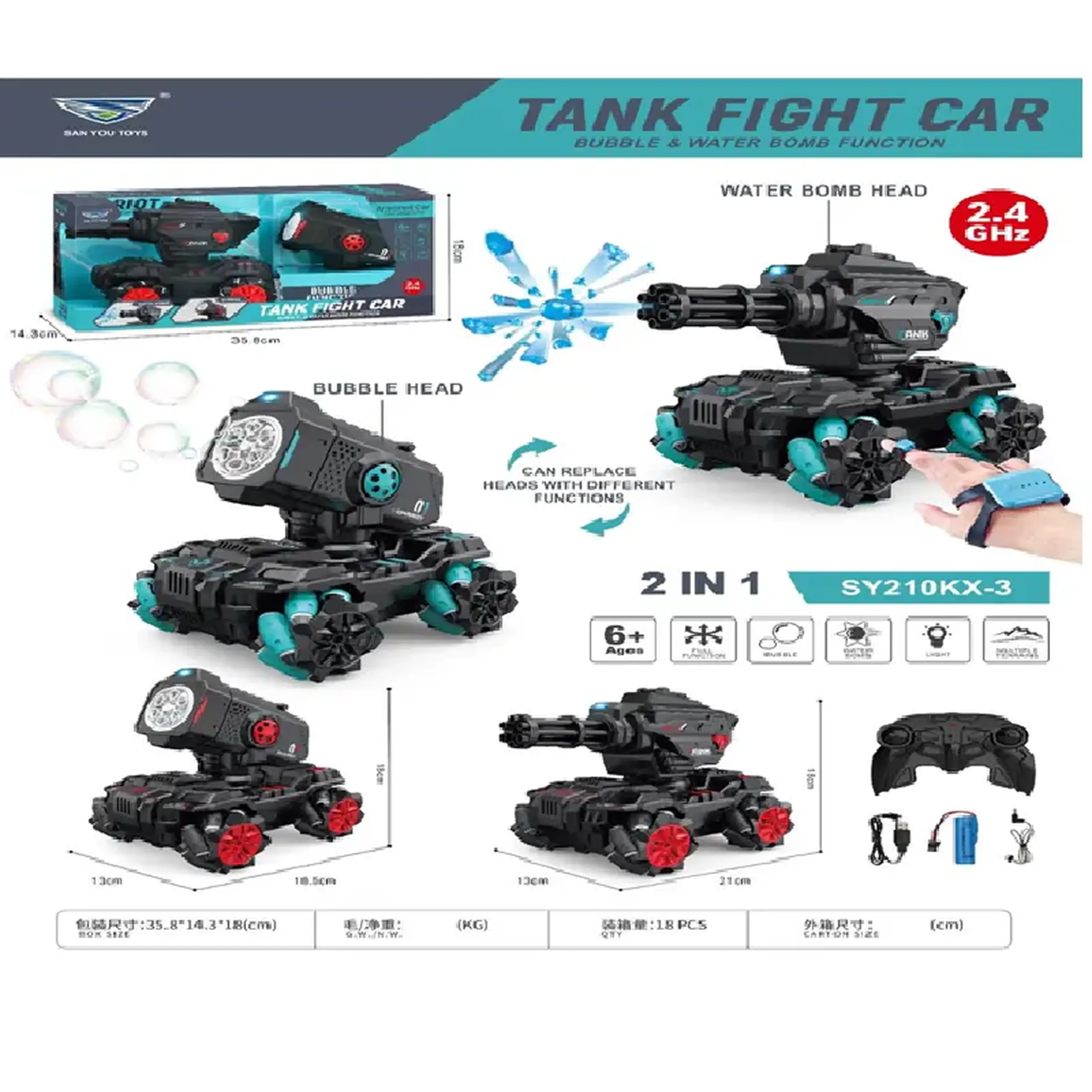 Masina cu R/C 2in1 cu bule de sapun si gloante