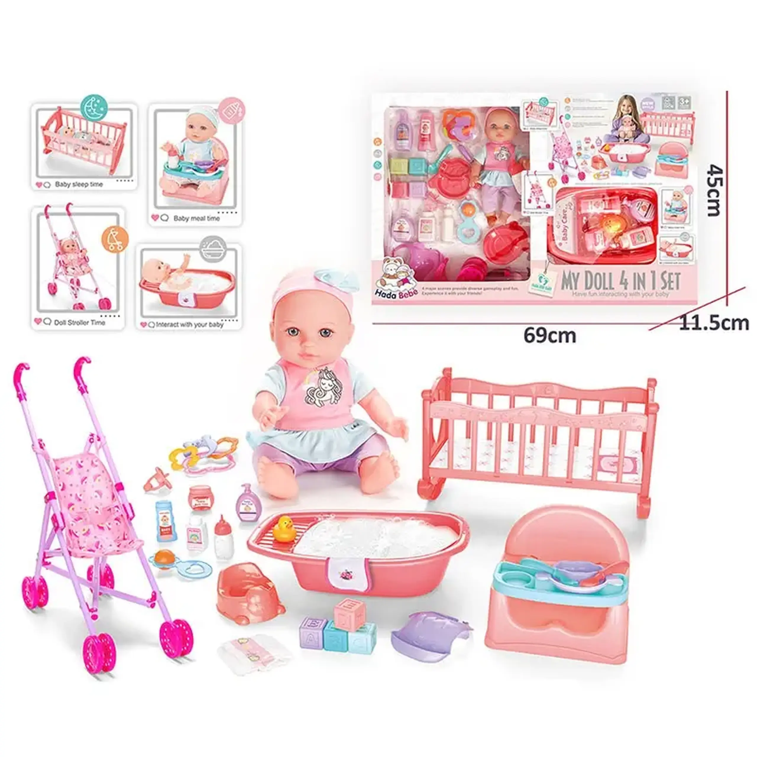 Papusa baby cu accesorii cu sunet