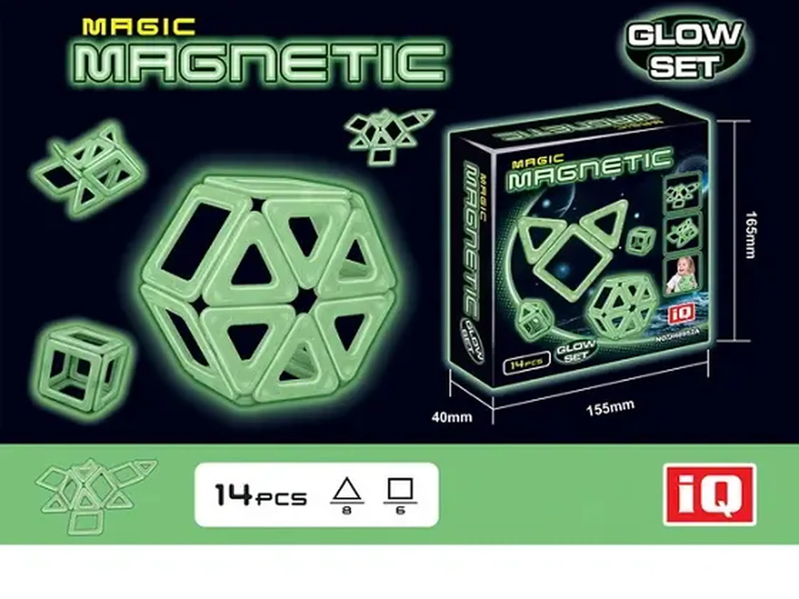 Constructor magnetic fluorescent (14 piese) 39 776
