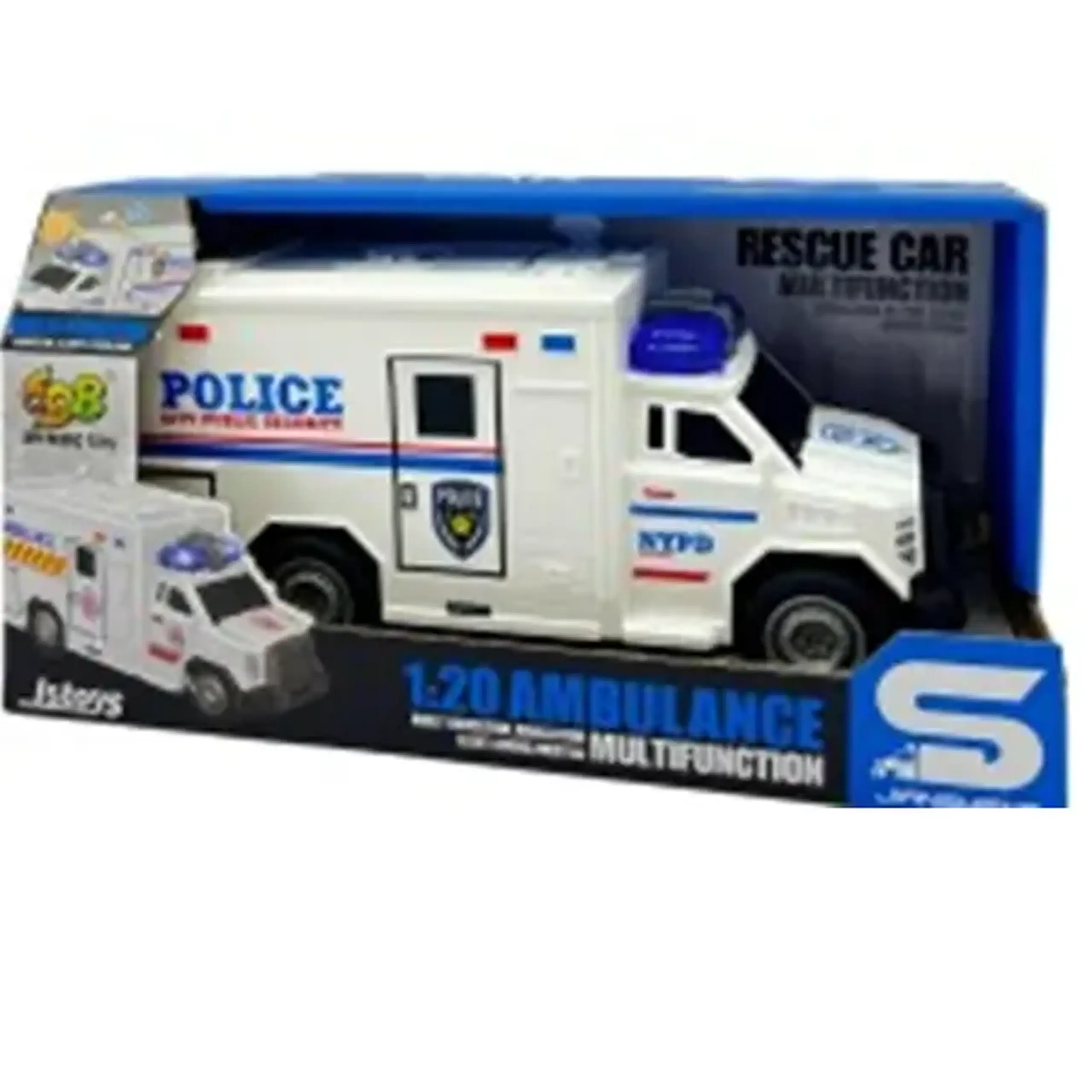 Camion Ambulanta-Politie cu frictiune, sunete si lumini, 1:20