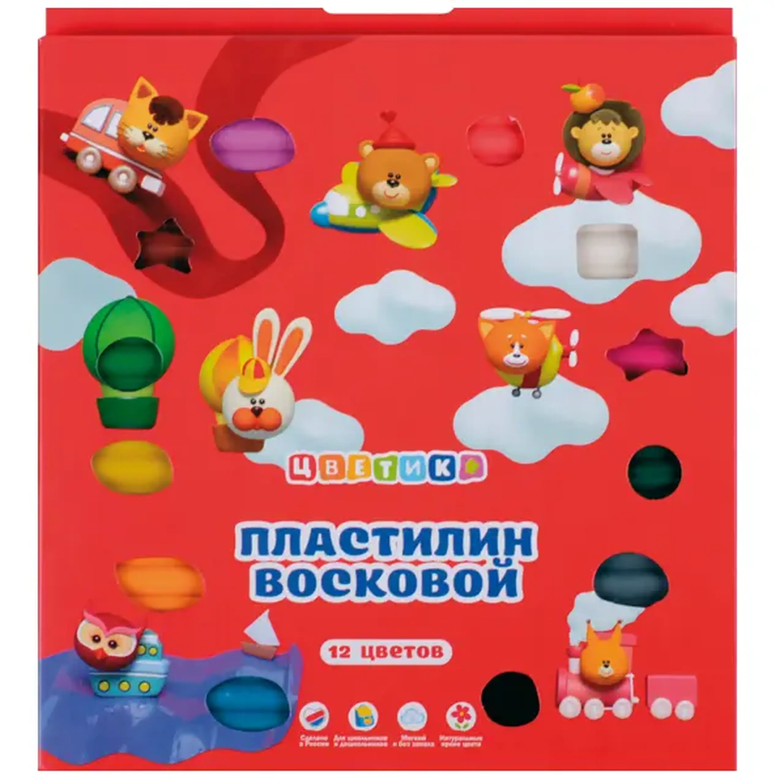 Set plastilina cerata "Tvetic" 12 culori, 180g (19)
