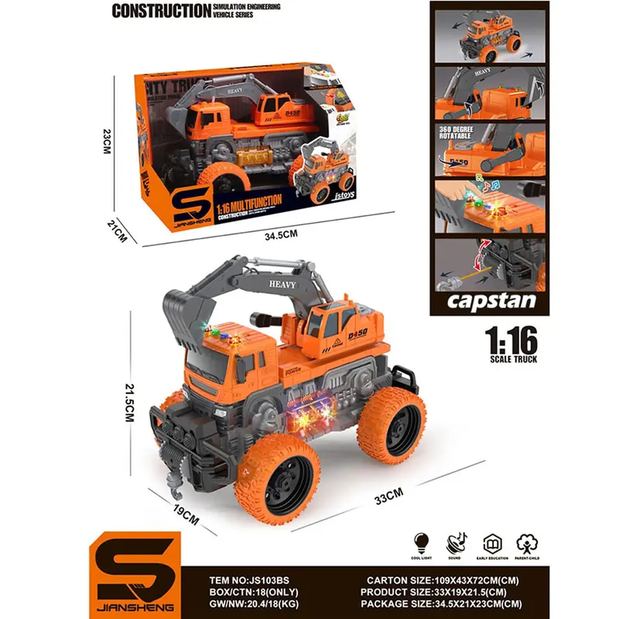 Masina excavator cu sunet si lumini (instructiune in romana)