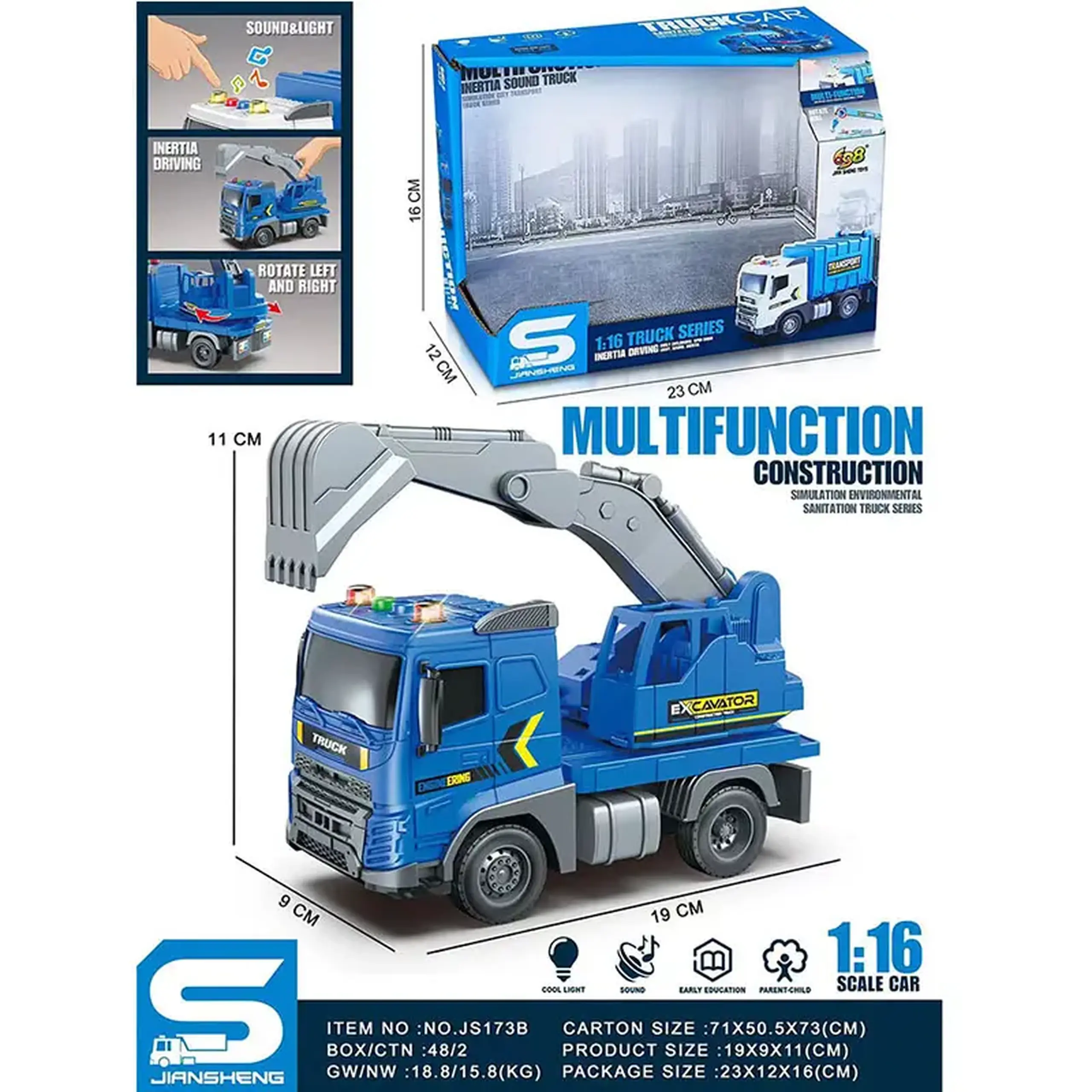 Masina excavator cu sunet si lumini (instructiune in romana)