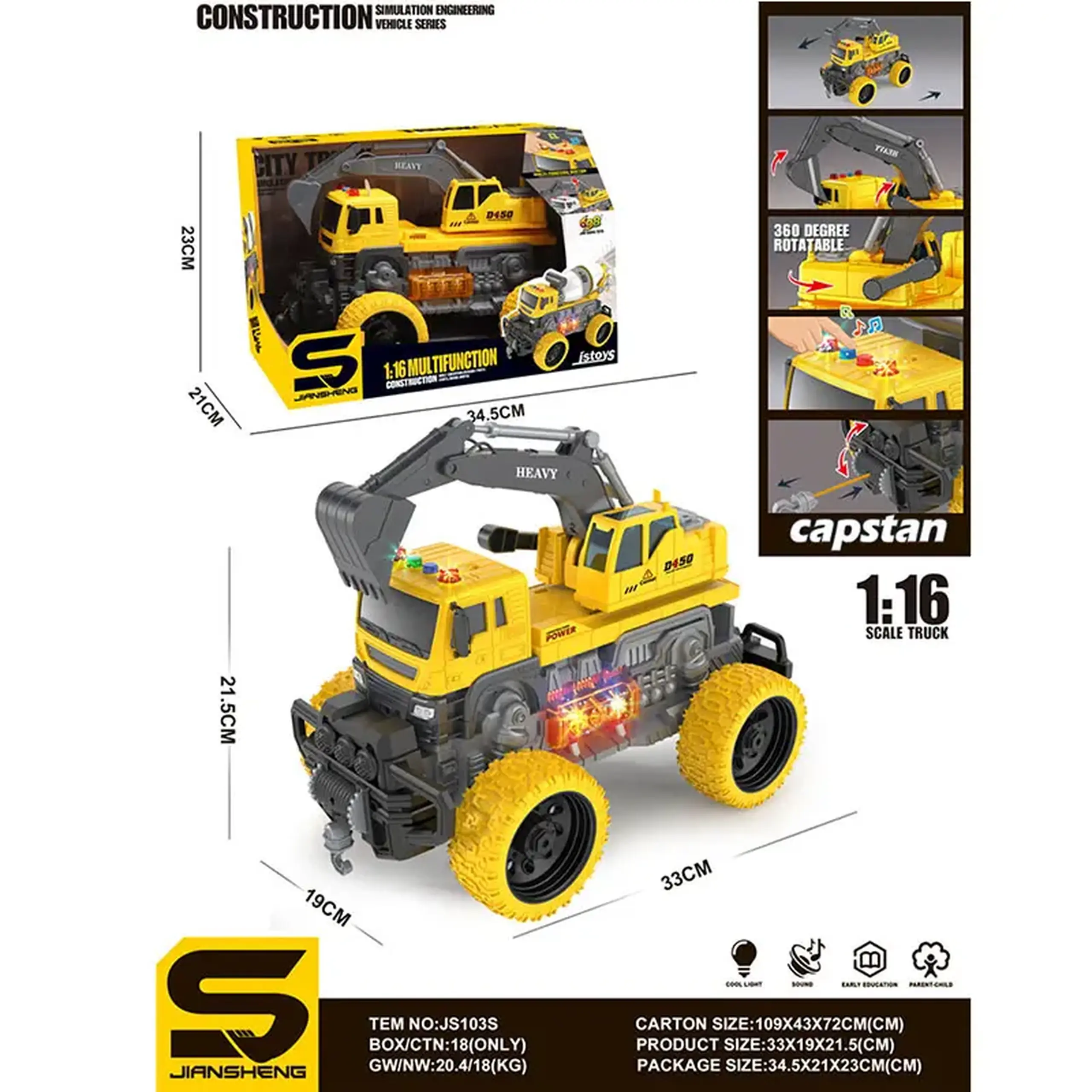 Masina excavator cu sunet si lumini (instructiune in romana)