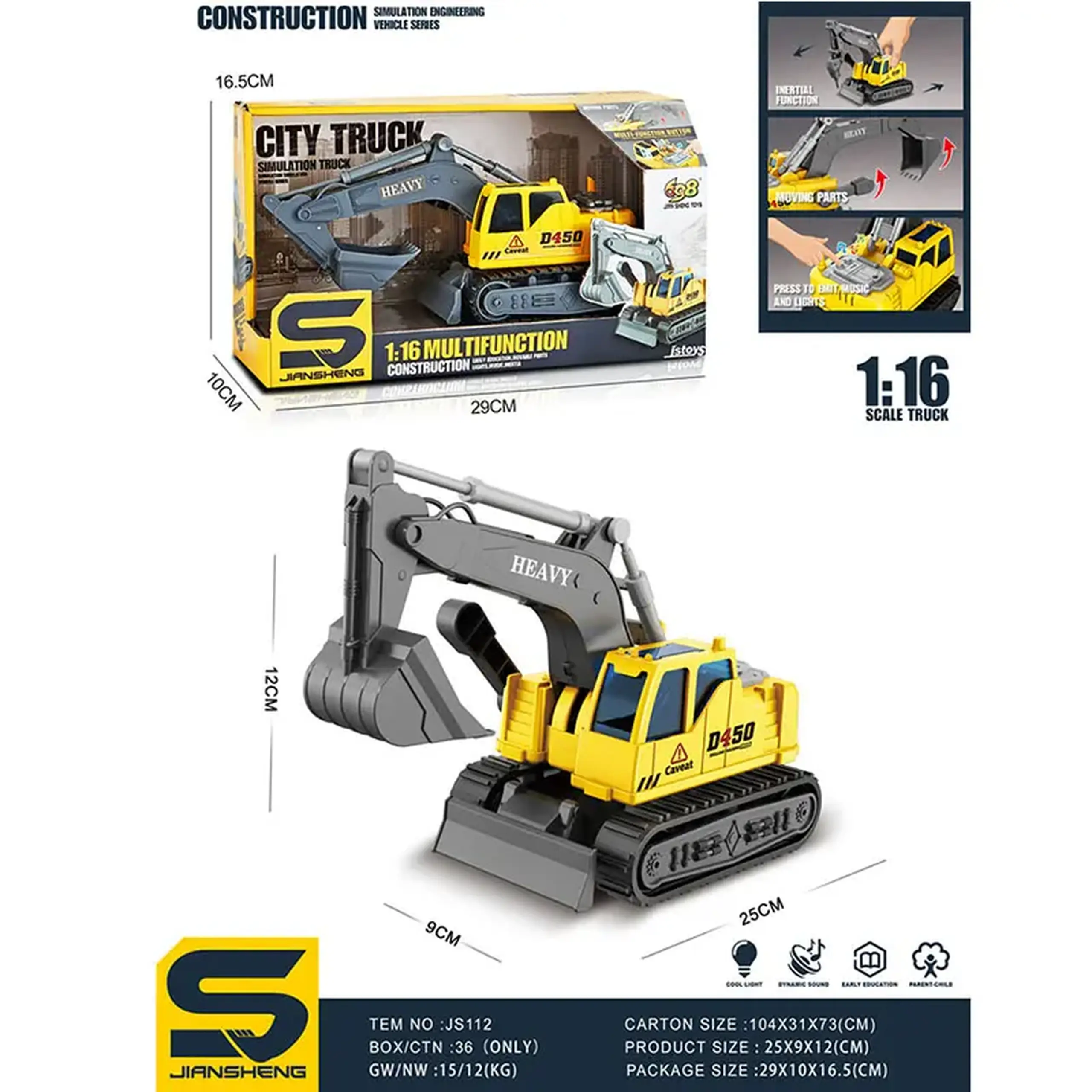 Masina excavator cu sunet si lumini (instructiune in romana)