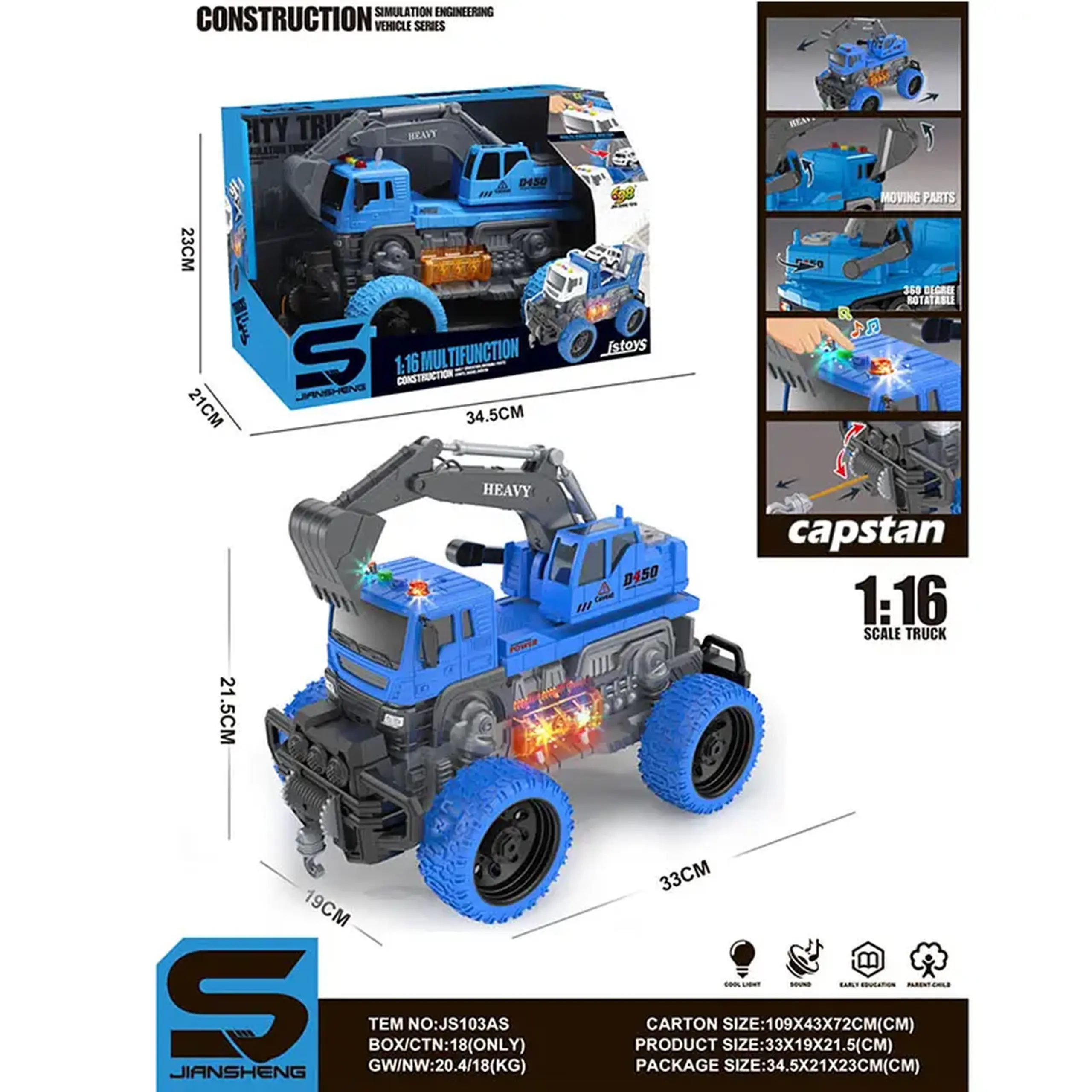 Masina excavator cu sunet si lumini (instructiune in romana)