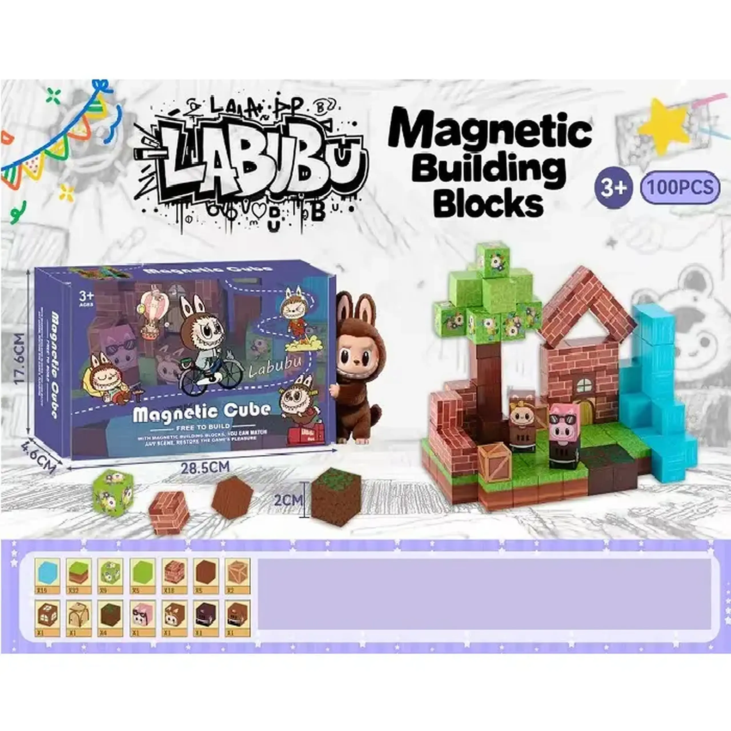 Constructor magnetic 100pcs