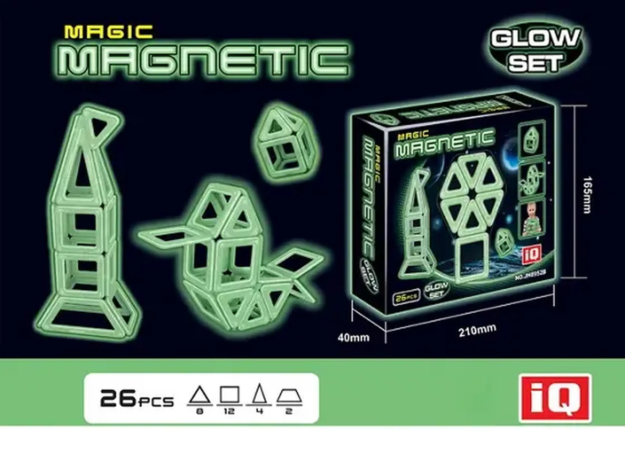 Constructor magnetic fluorescent (26 piese) 39 777