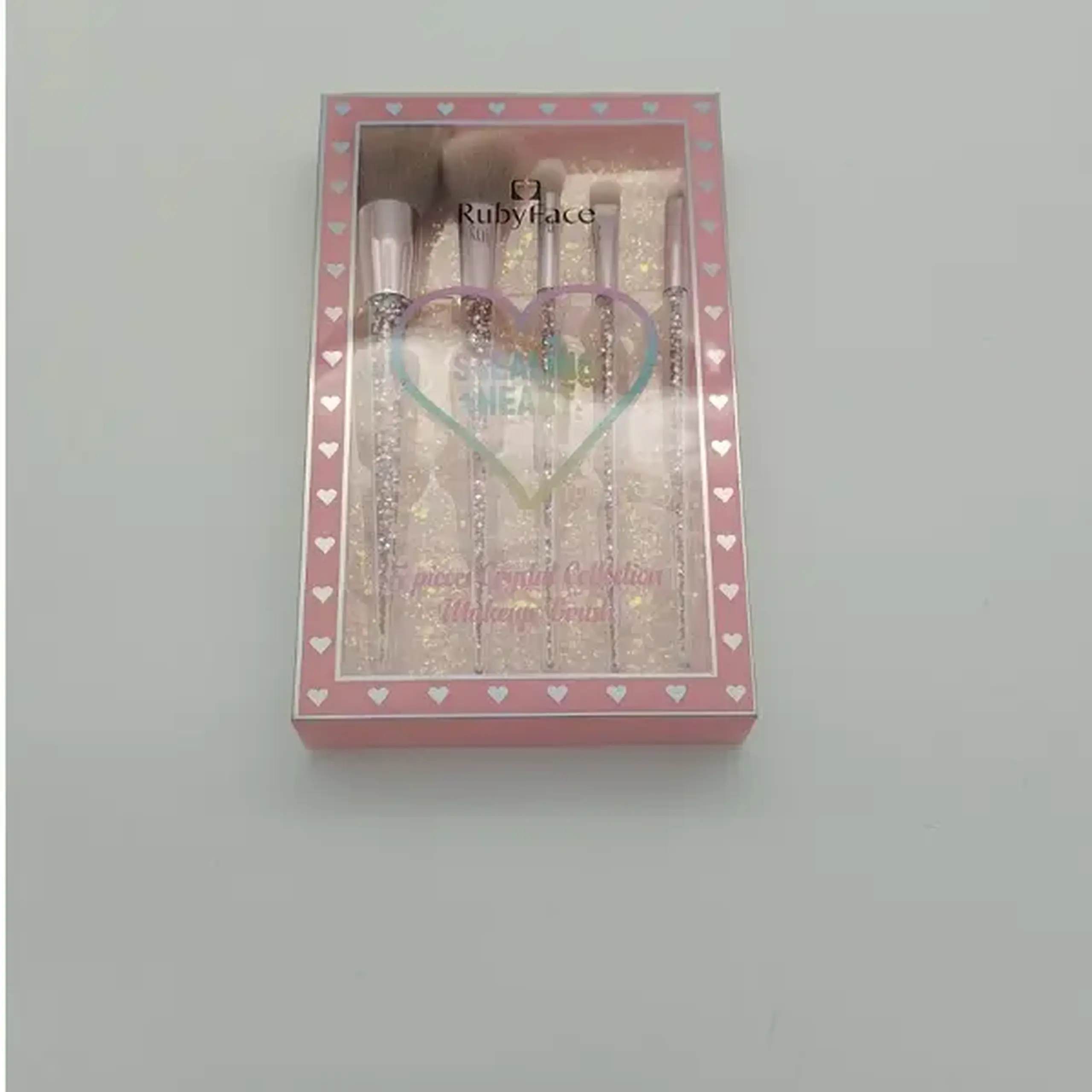 Set pensula pentru machiaj cu petricele bronz+geanta 5 piese (01-07)