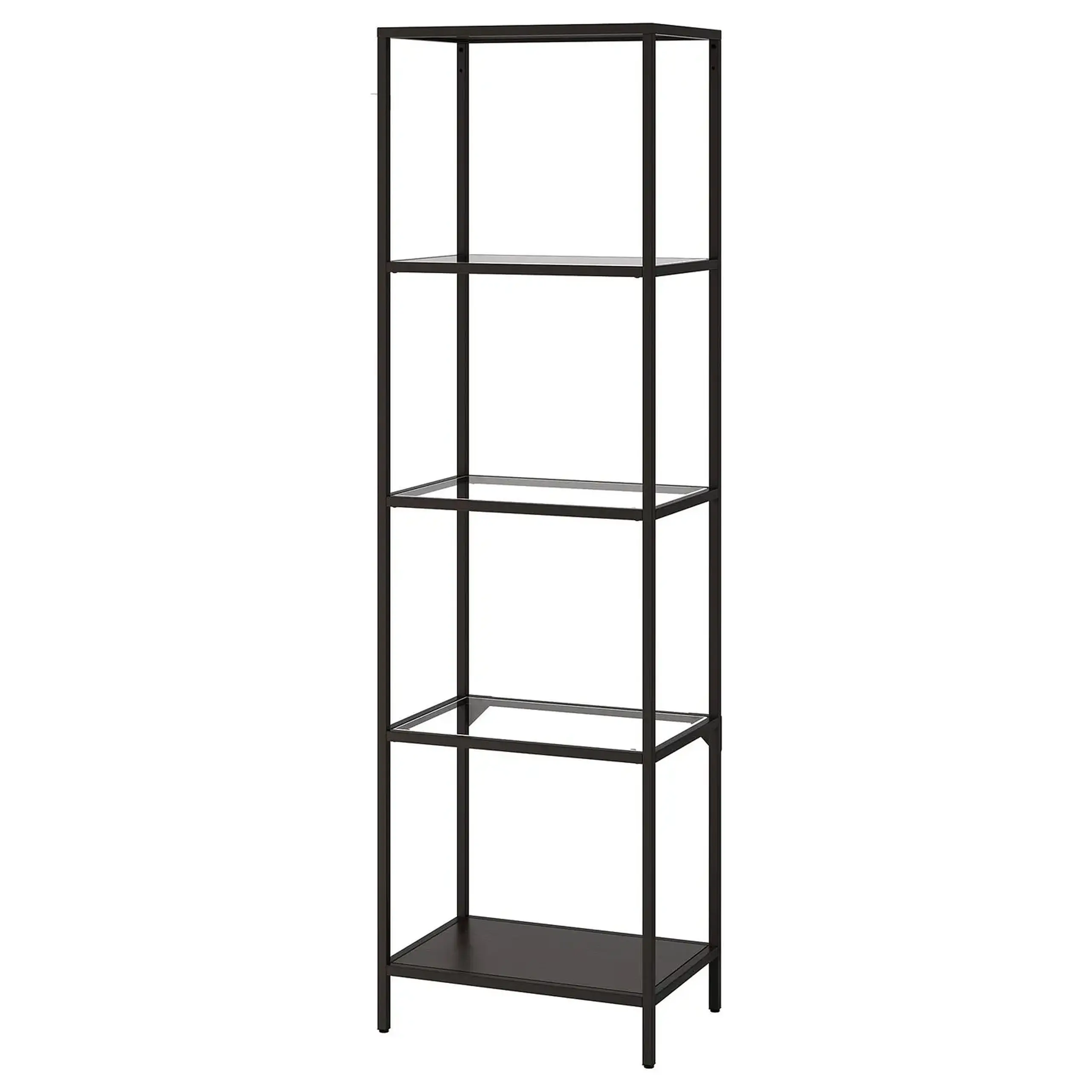 IKEA VITTSJÖ Etajera, negru-maro/sticla, 51x175 cm