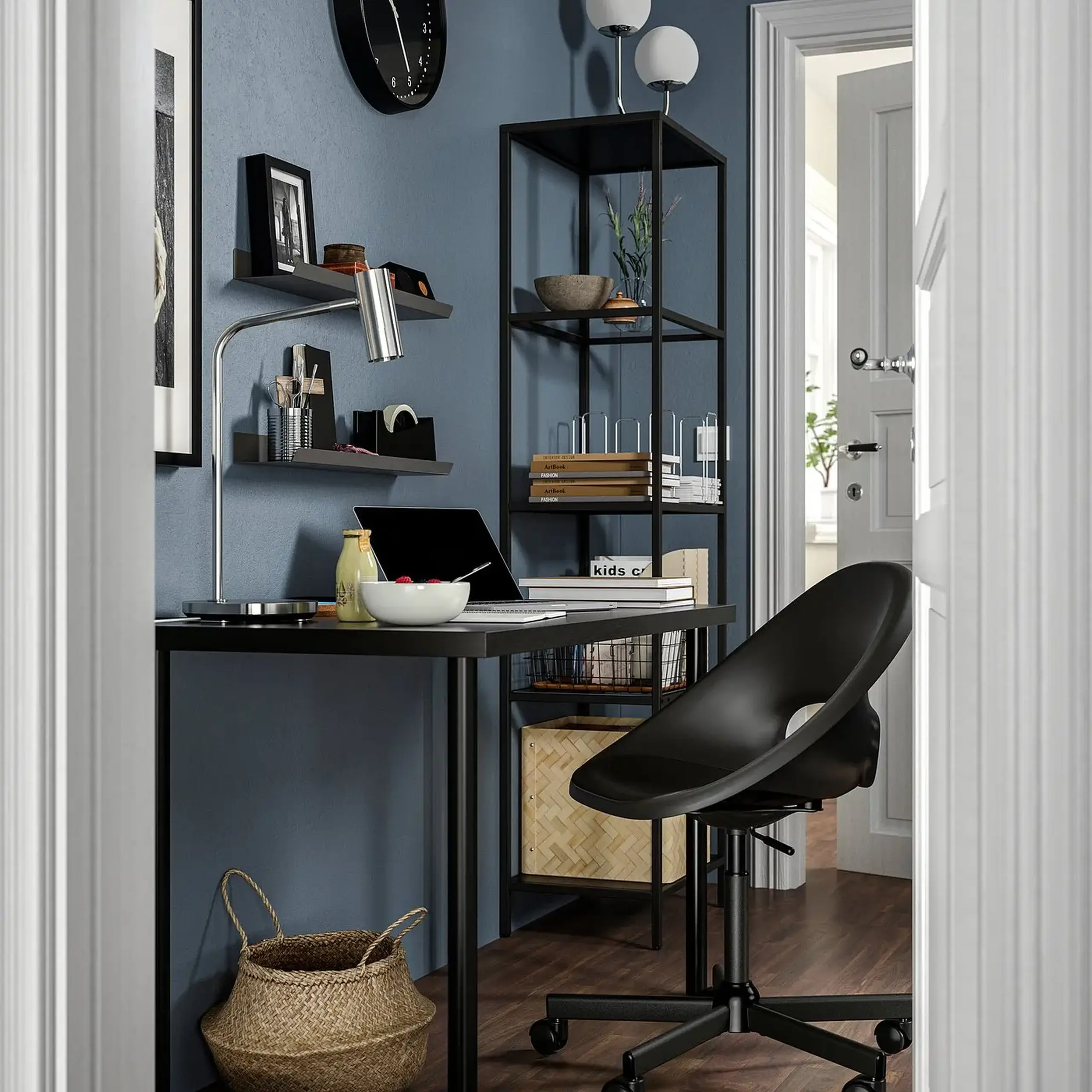 IKEA VITTSJÖ Etajera, negru-maro/sticla, 51x175 cm