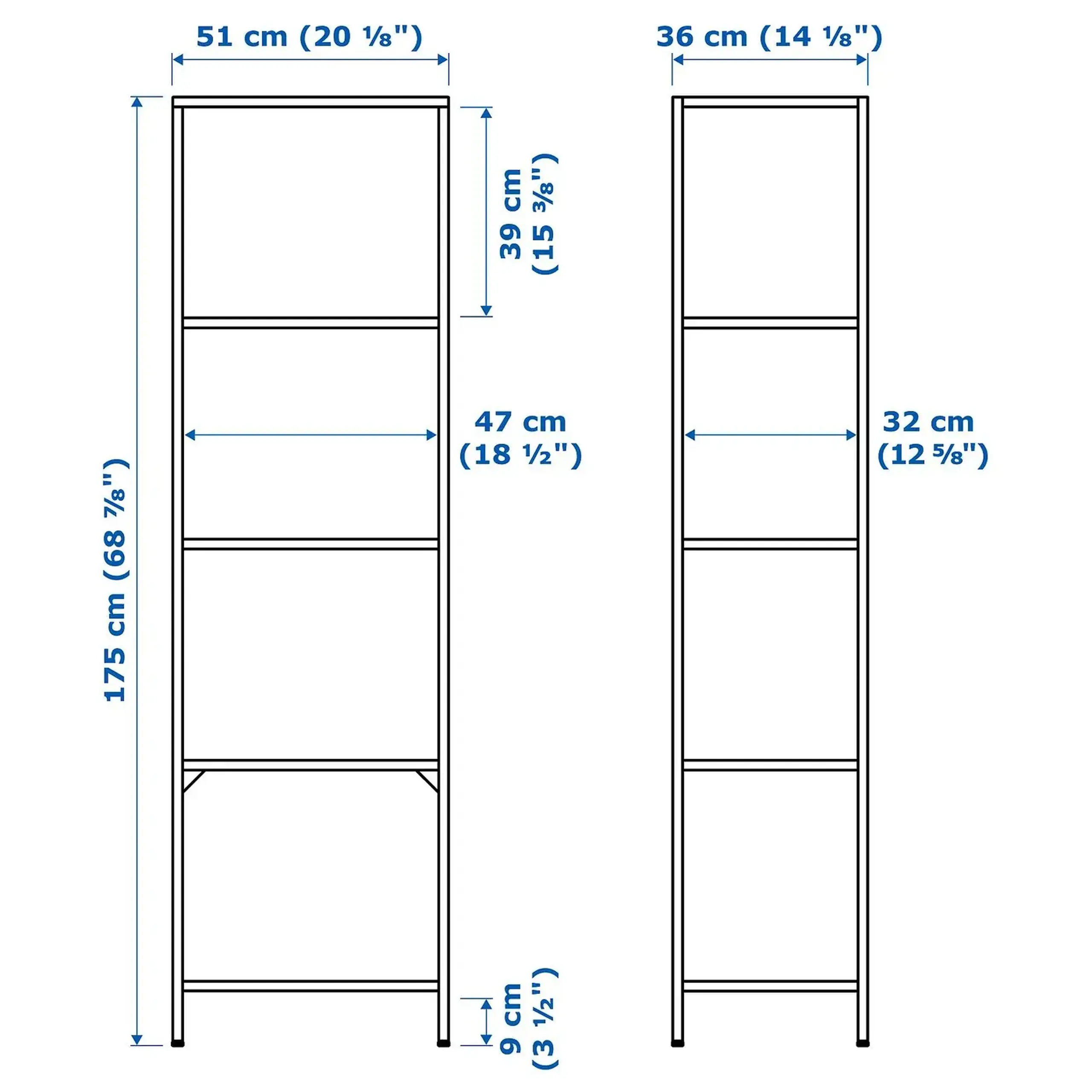 IKEA VITTSJÖ Etajera, negru-maro/sticla, 51x175 cm