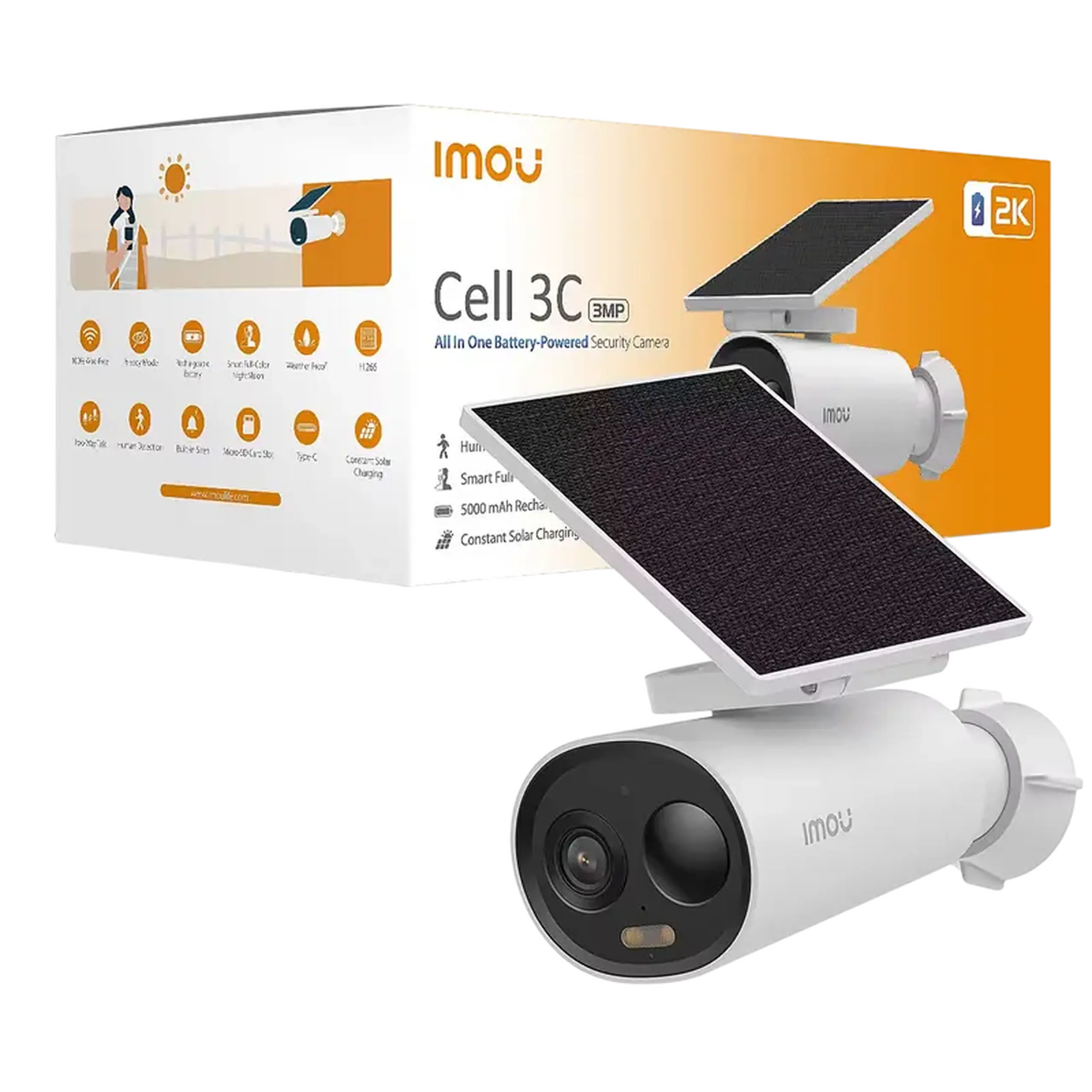 Camera de supraveghere IP IMOU Cell 3c AIO 3 MP, Alb