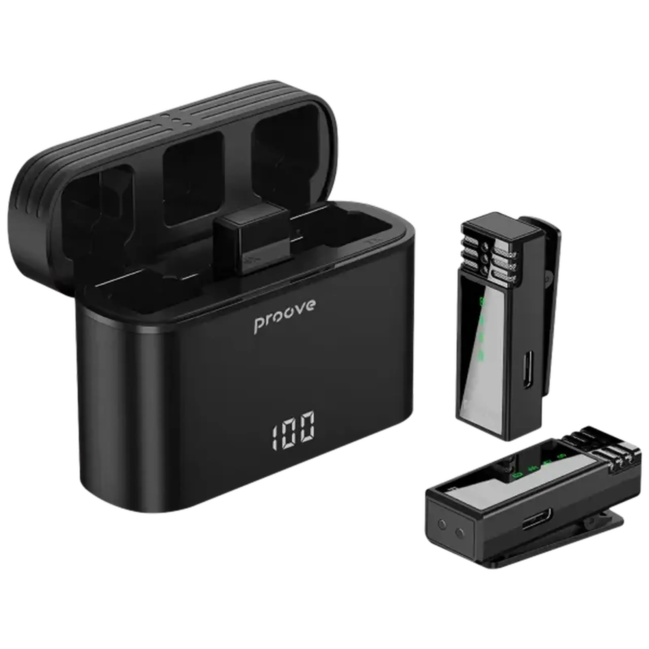 Microfon portabil pentru înregistrare vocală Proove Record Type-C, Fără fir, Negru