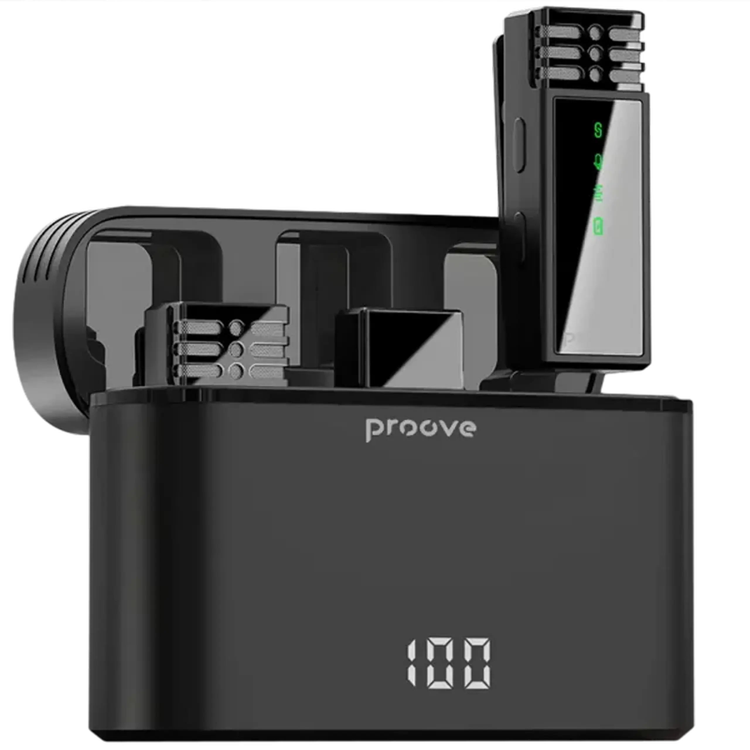 Microfon portabil pentru înregistrare vocală Proove Record Type-C, Fără fir, Negru