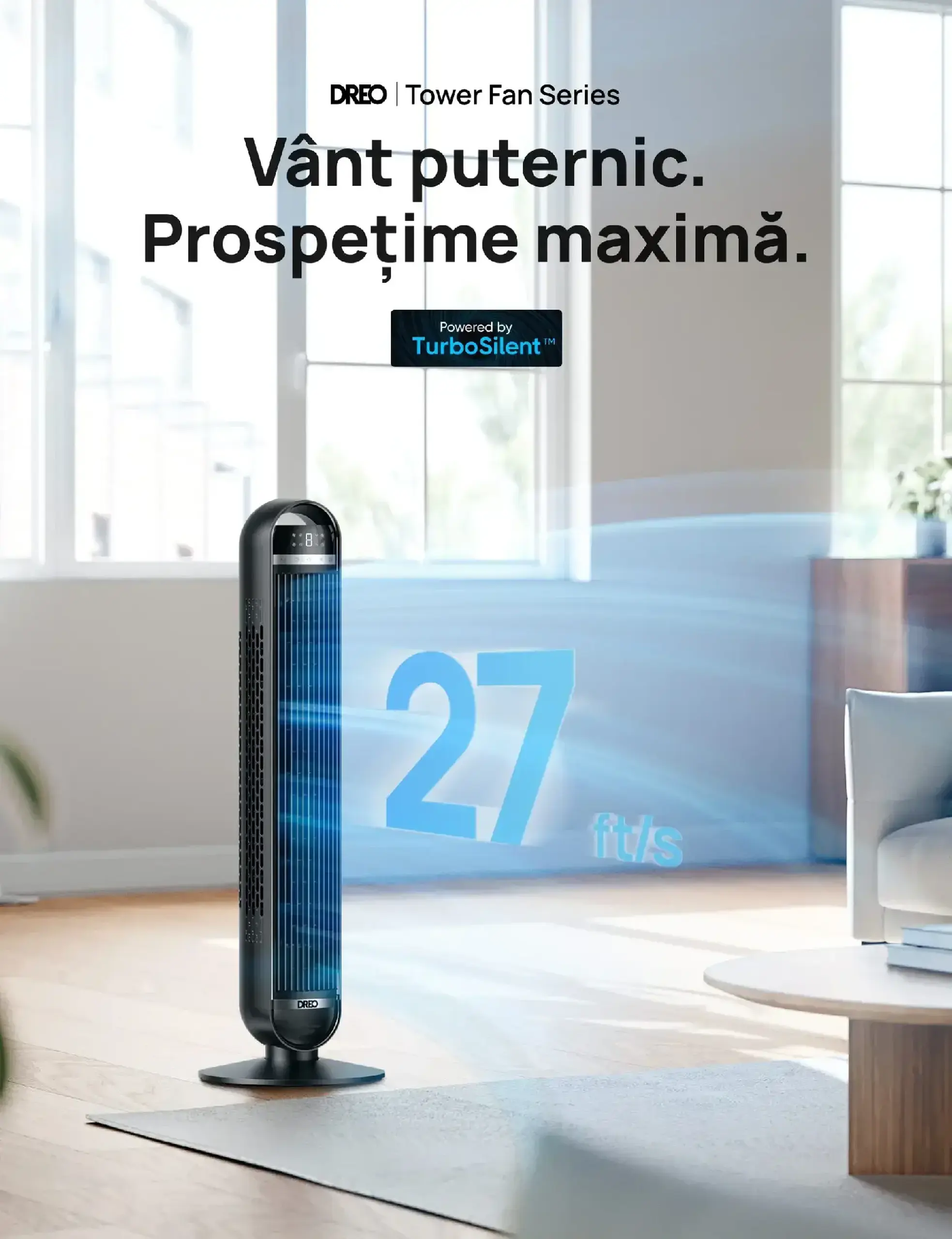 Ventilator turn DREO Nomad DR-HTF014, 8 viteze, 4 moduri de functionare,telecomanda, negru