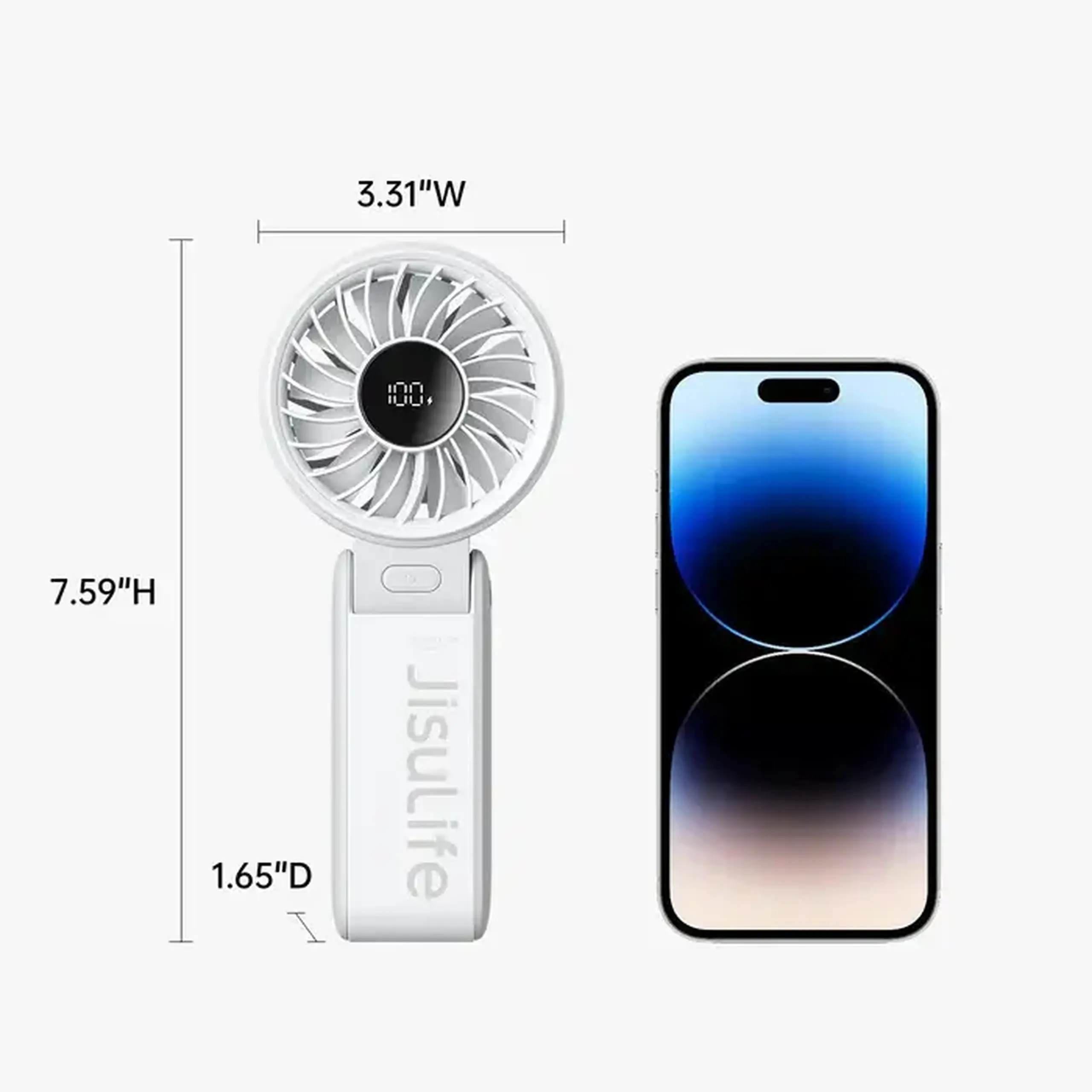 Ventilator portabil de mina JISULIFE 7, autonomie 3.5-19h, baterie 5000mAh, 5 viteze,Gri deschis