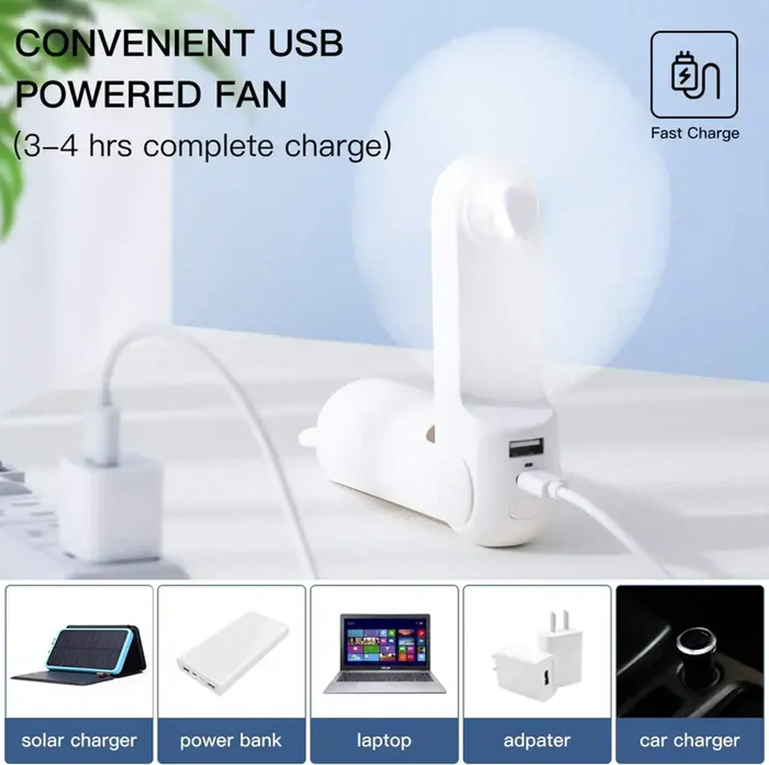 Ventilator portabil de mina JISULIFE F8 Plus, autonomie 11-46h, baterie 4500mAh, 3 viteze, Roz
