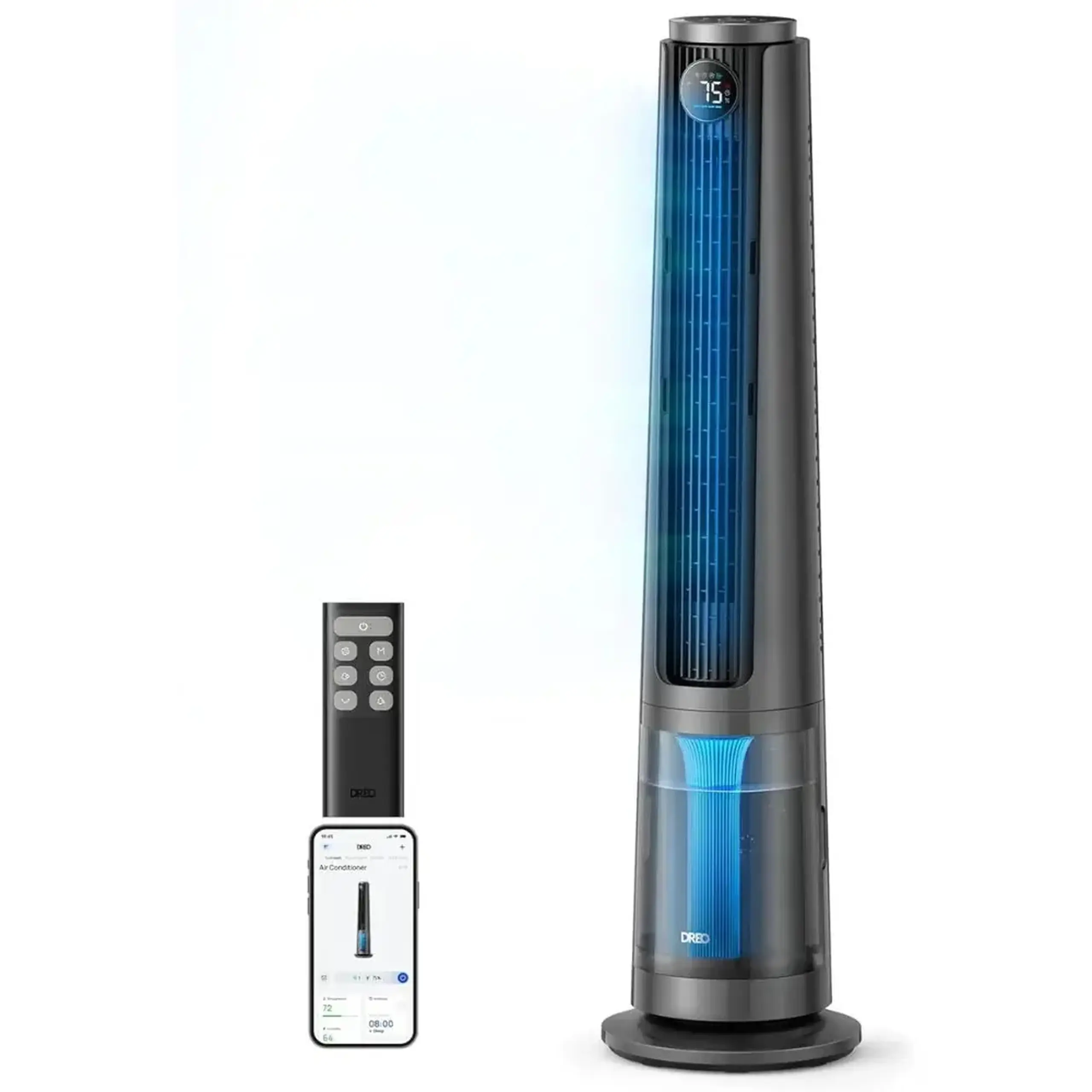 Ventilator Turn Smart Dreo Evaporativ DR‑HEC005S, Telecomanda, 12 Viteze, 4 Moduri Functionare, Oscilatie 90°, Timer 12H, Rezervor Apa 6L, Argintiu
