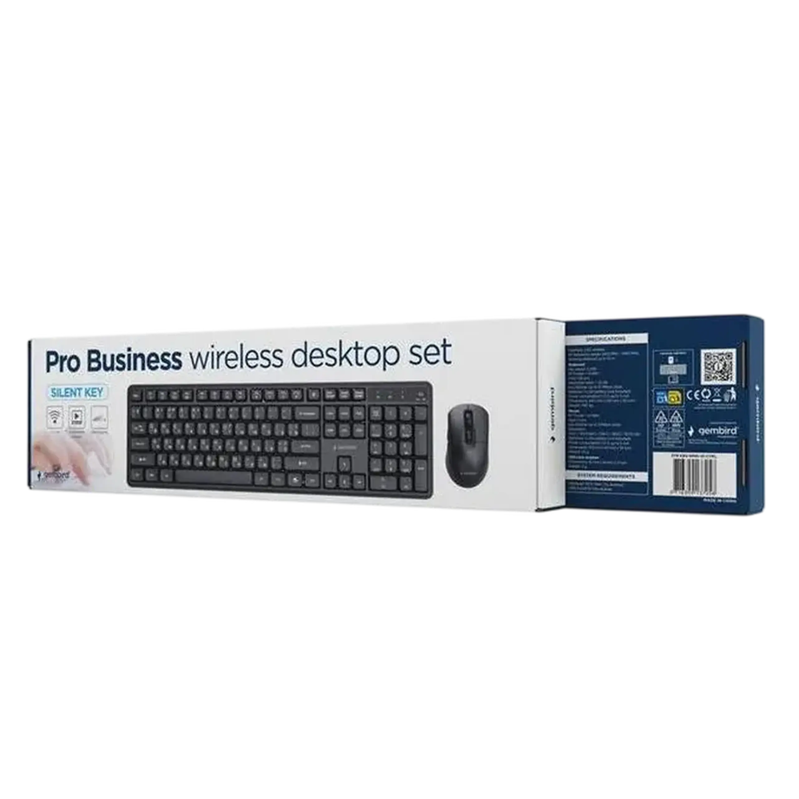 Set Tastatură + Mouse Gembird Silent key Pro Business, Fără fir, Negru