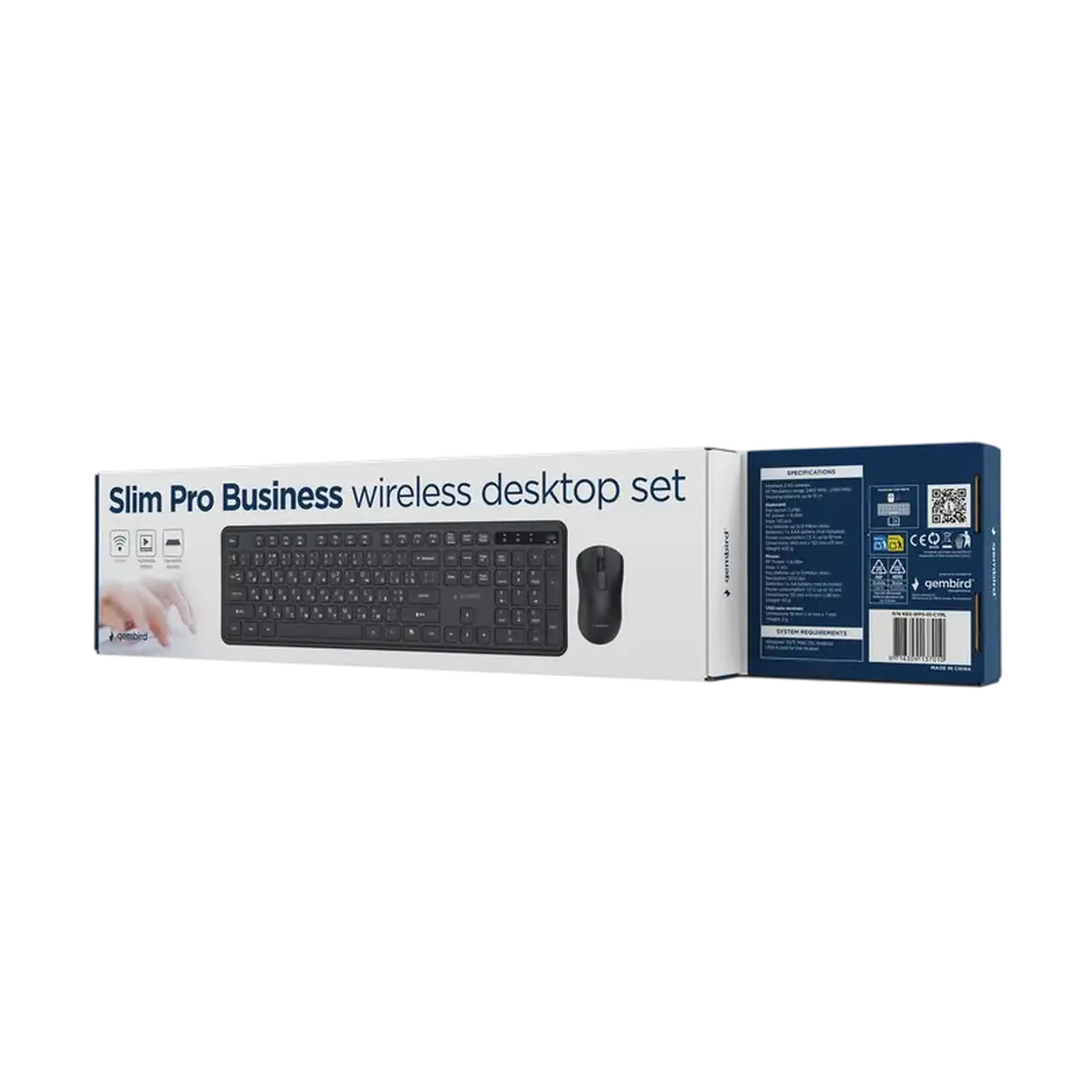 Set Tastatură + Mouse Gembird Slim Pro Business, Fără fir, Negru