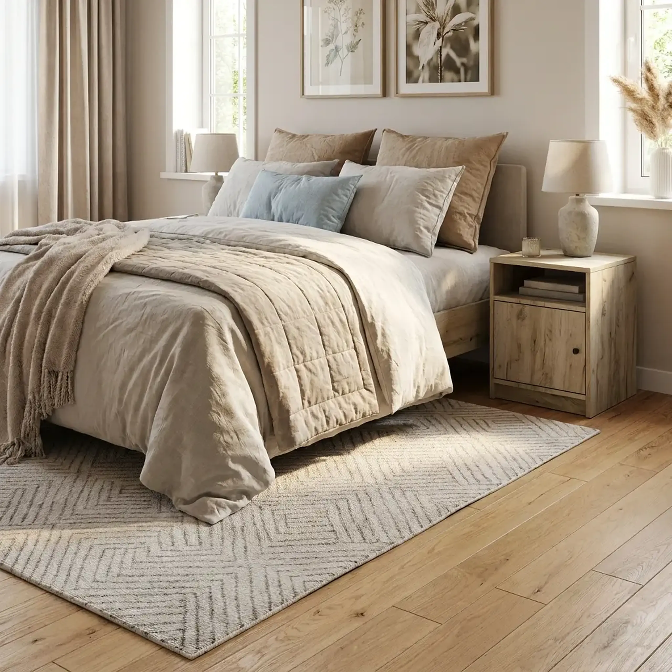 Noptiera 4home Luna, Stejar Kraft Gri