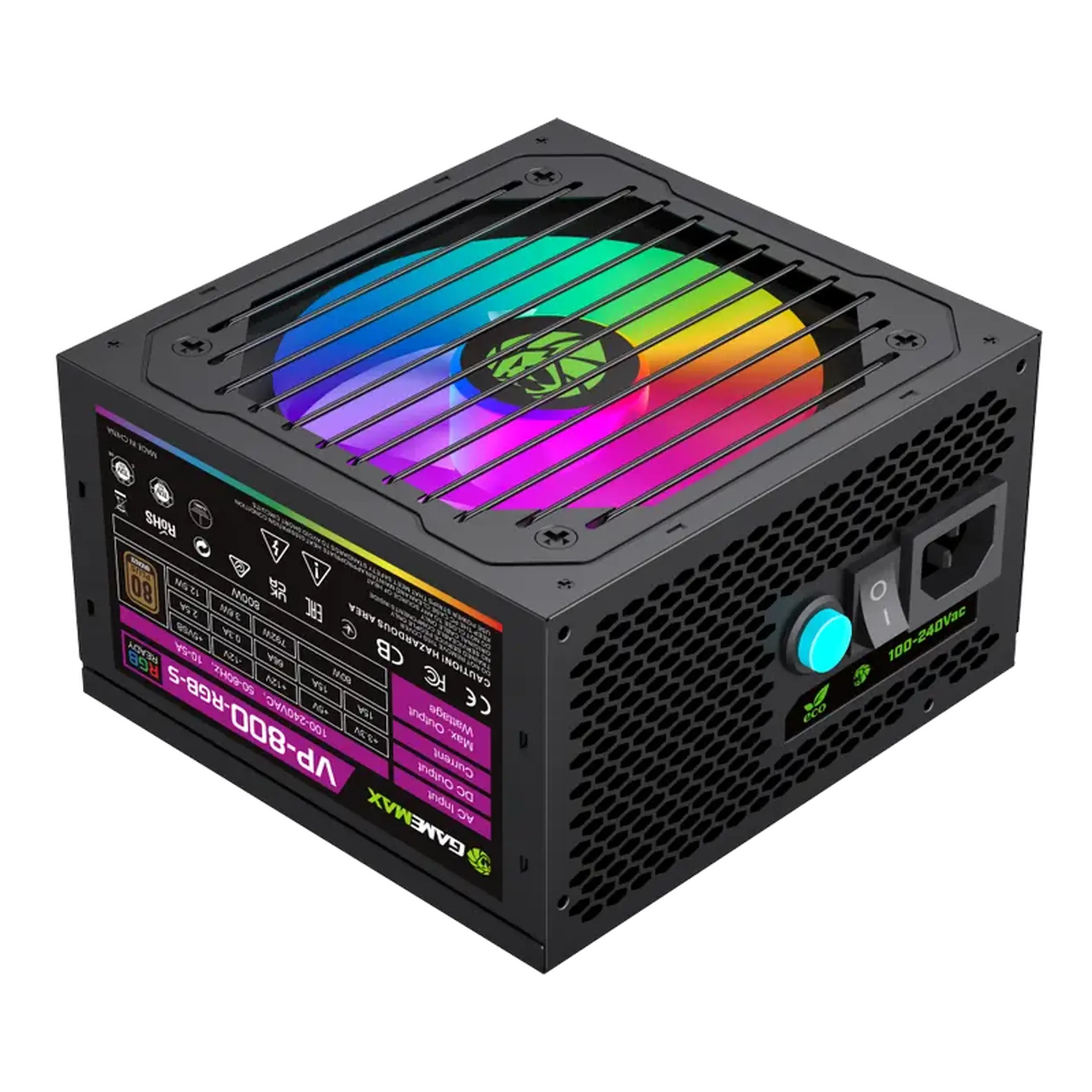 Sursă Alimentare PC Gamemax VP-800-RGB-S, 800W, ATX, Nemodular