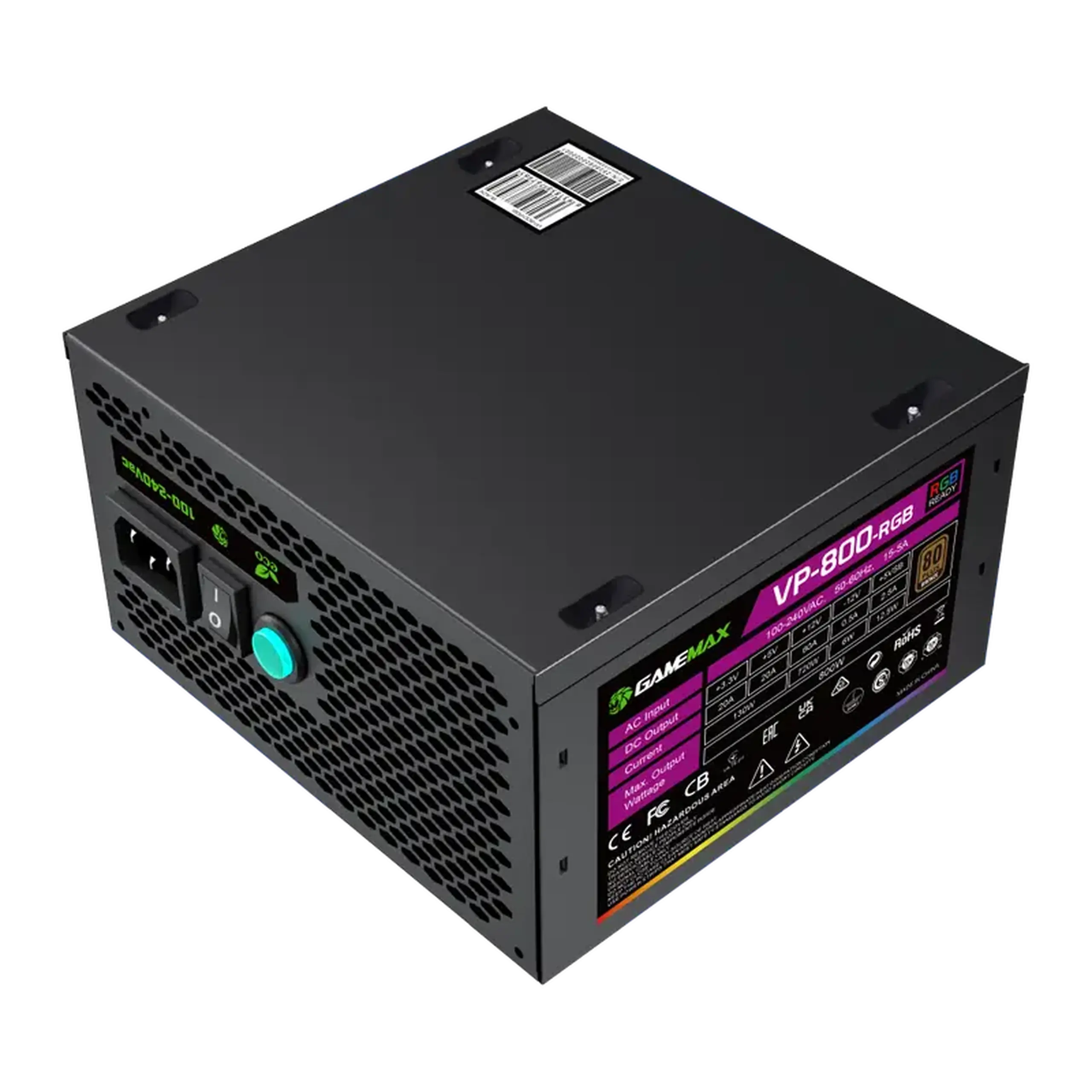 Sursă Alimentare PC Gamemax VP-800-RGB-S, 800W, ATX, Nemodular