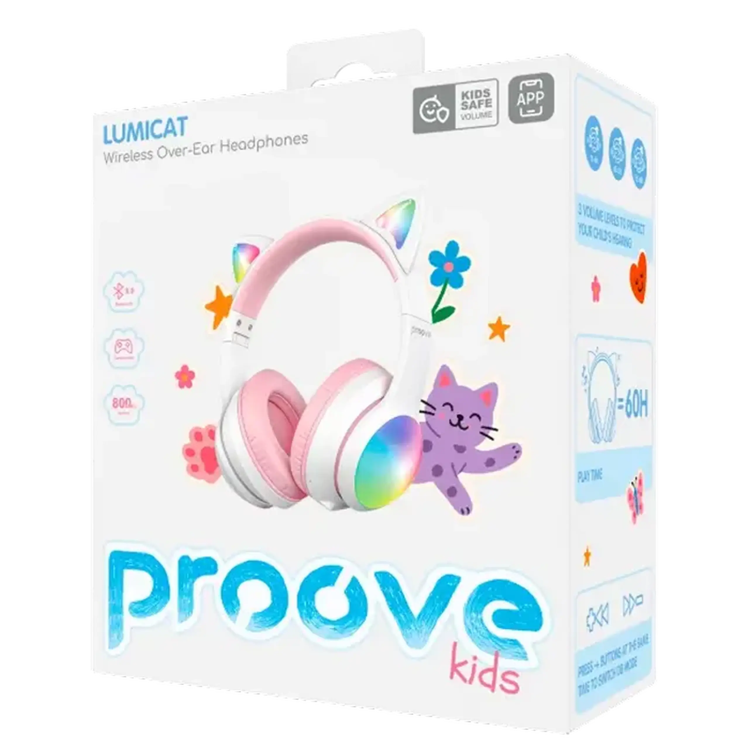 Căști Proove Kids LumiCat, Alb
