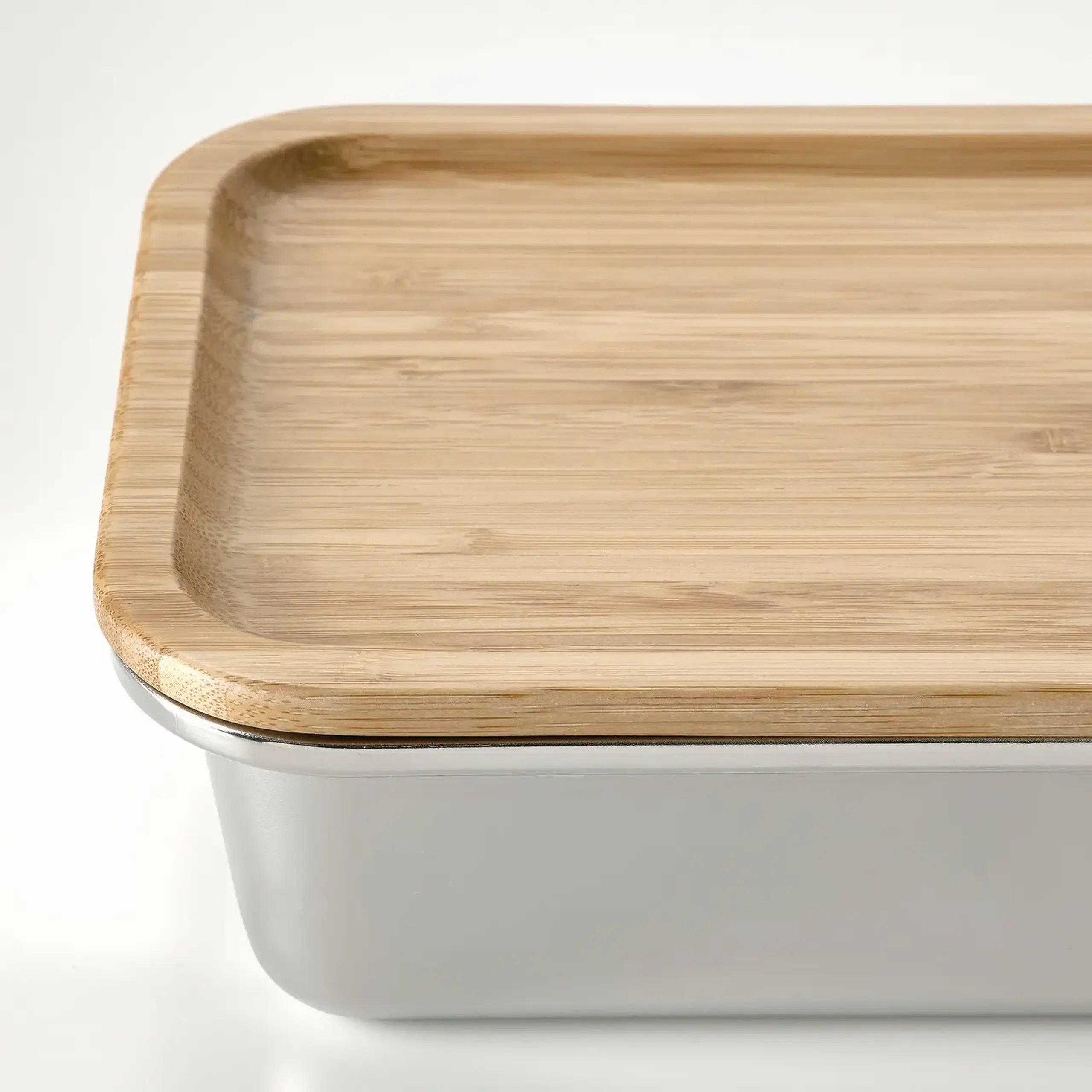 IKEA IKEA 365+ Caserola cu capac, dreptunghiular inox/bambus, 1.0 l