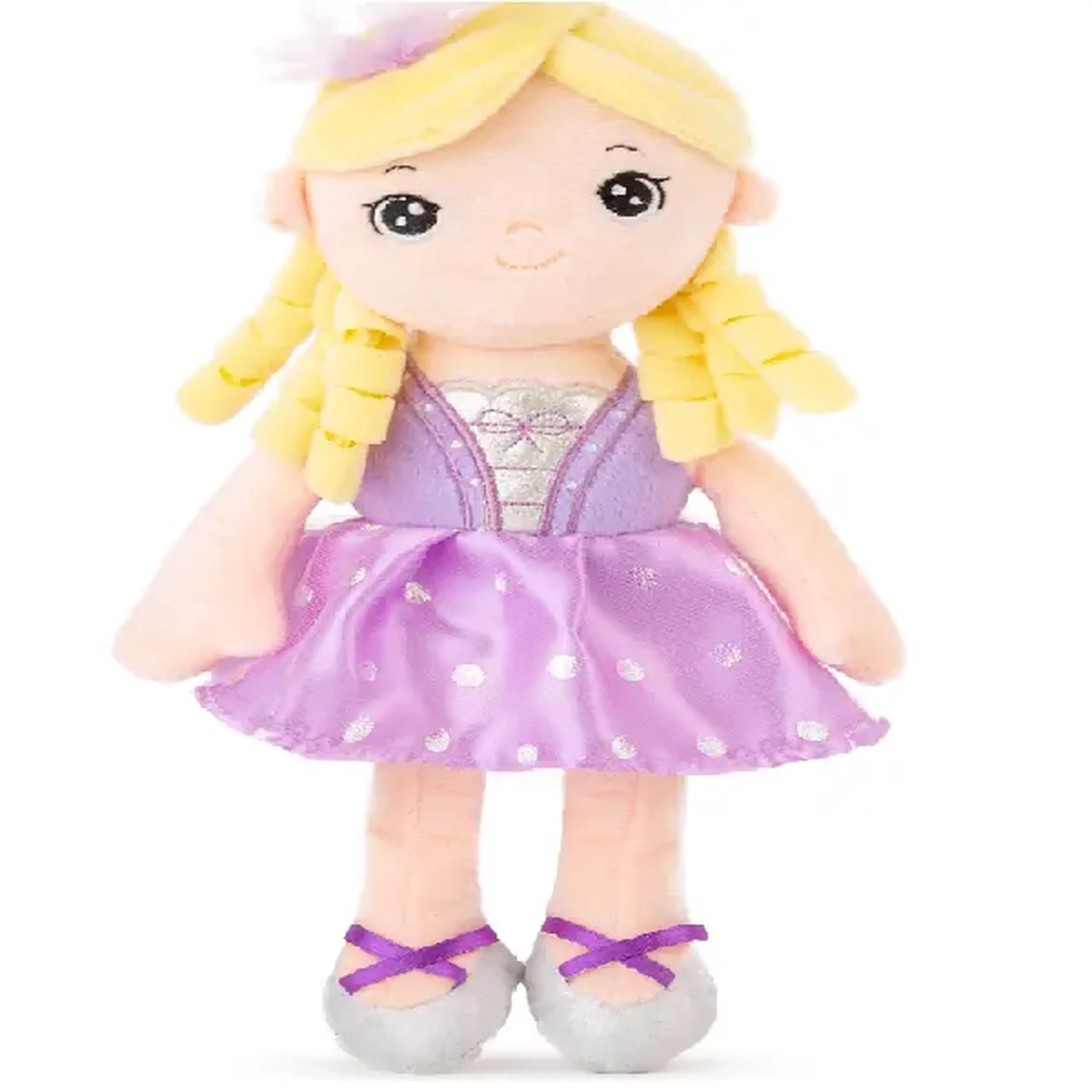 Jucarie moale Papusa cu rochie - Mov 32 cm - 0.07 kg