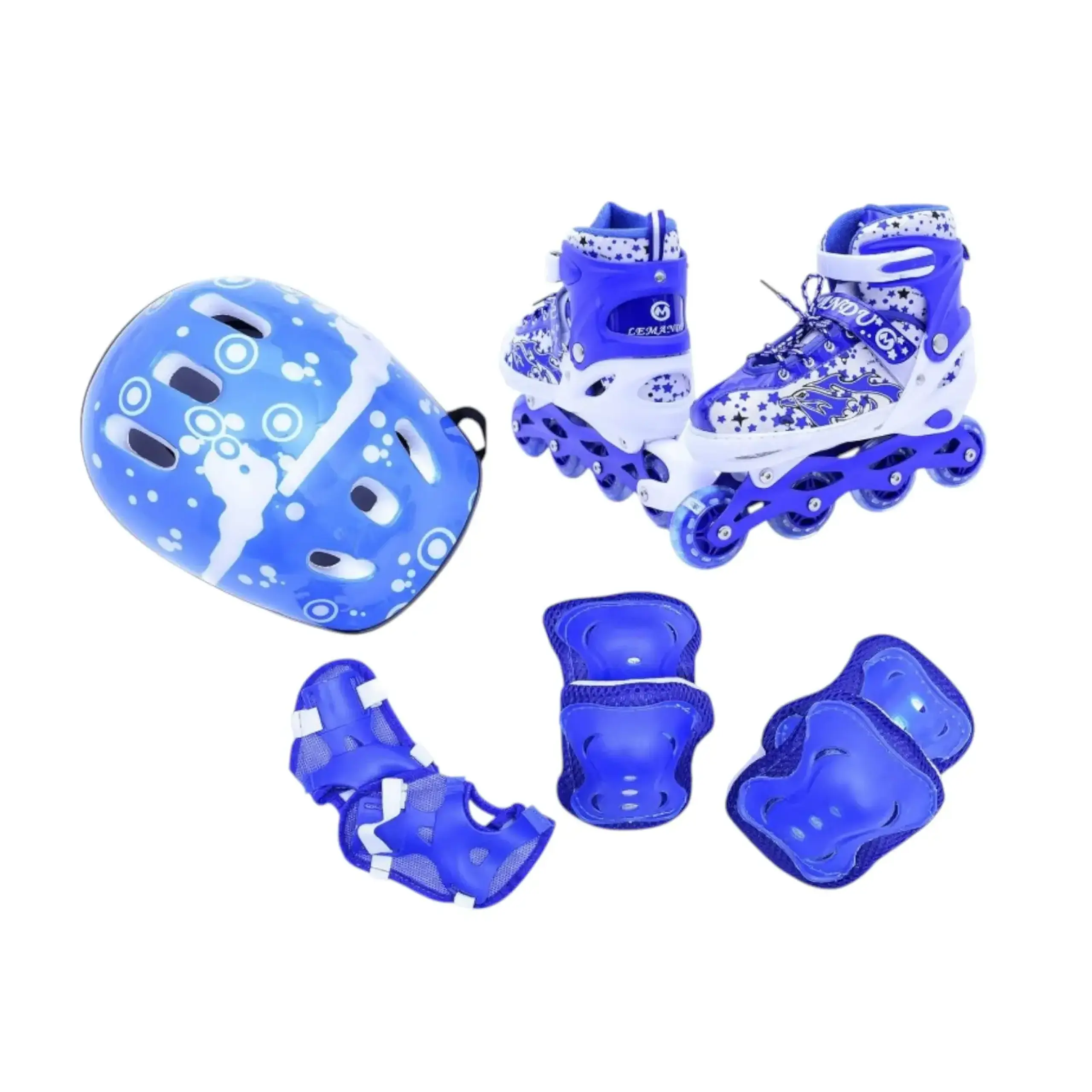 Role (roti PU, toate rotile cu lumini) cu set de protecție albastru (Mărime L: 39-42) –