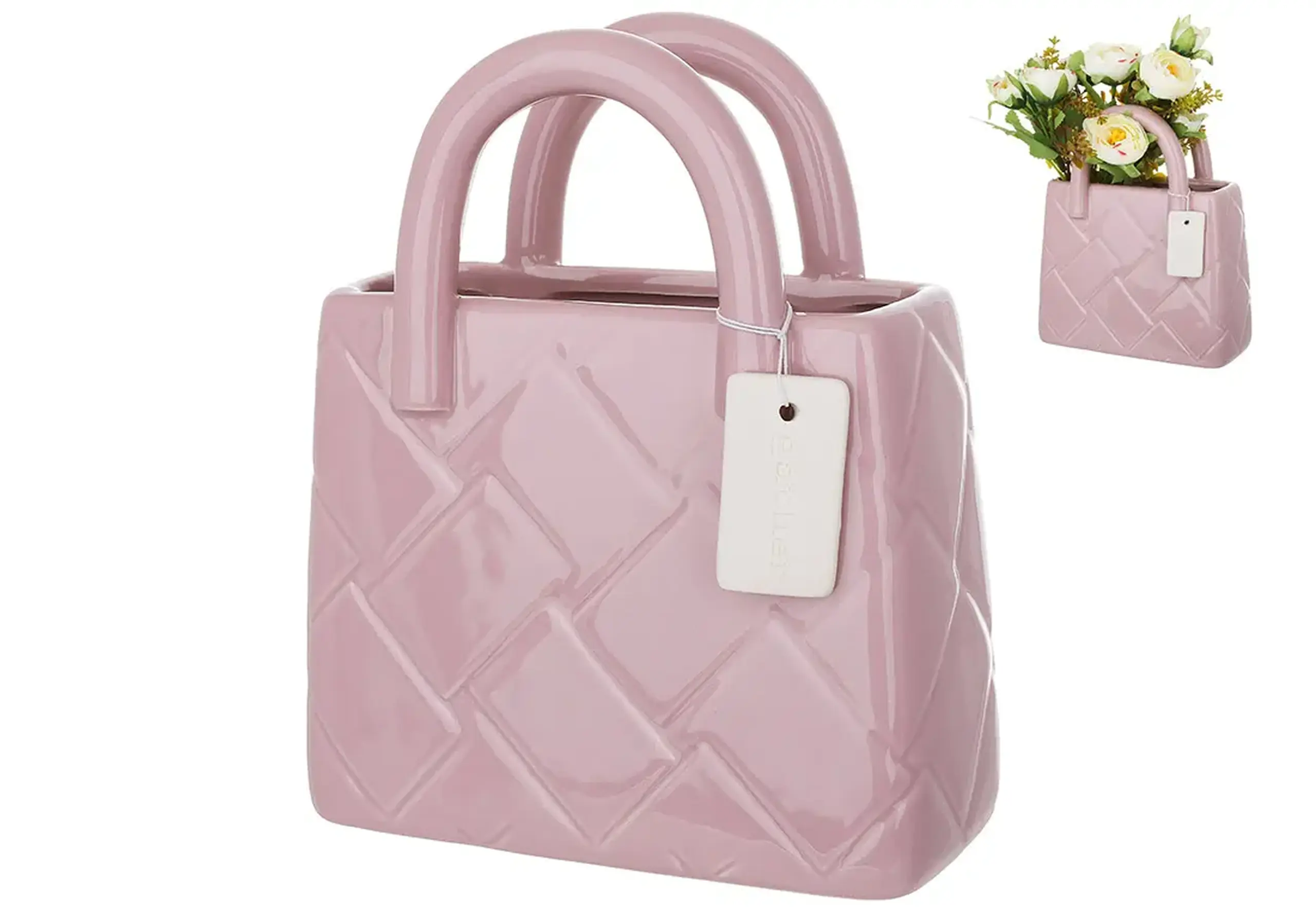Vază din ceramică Pink bag, 18cm