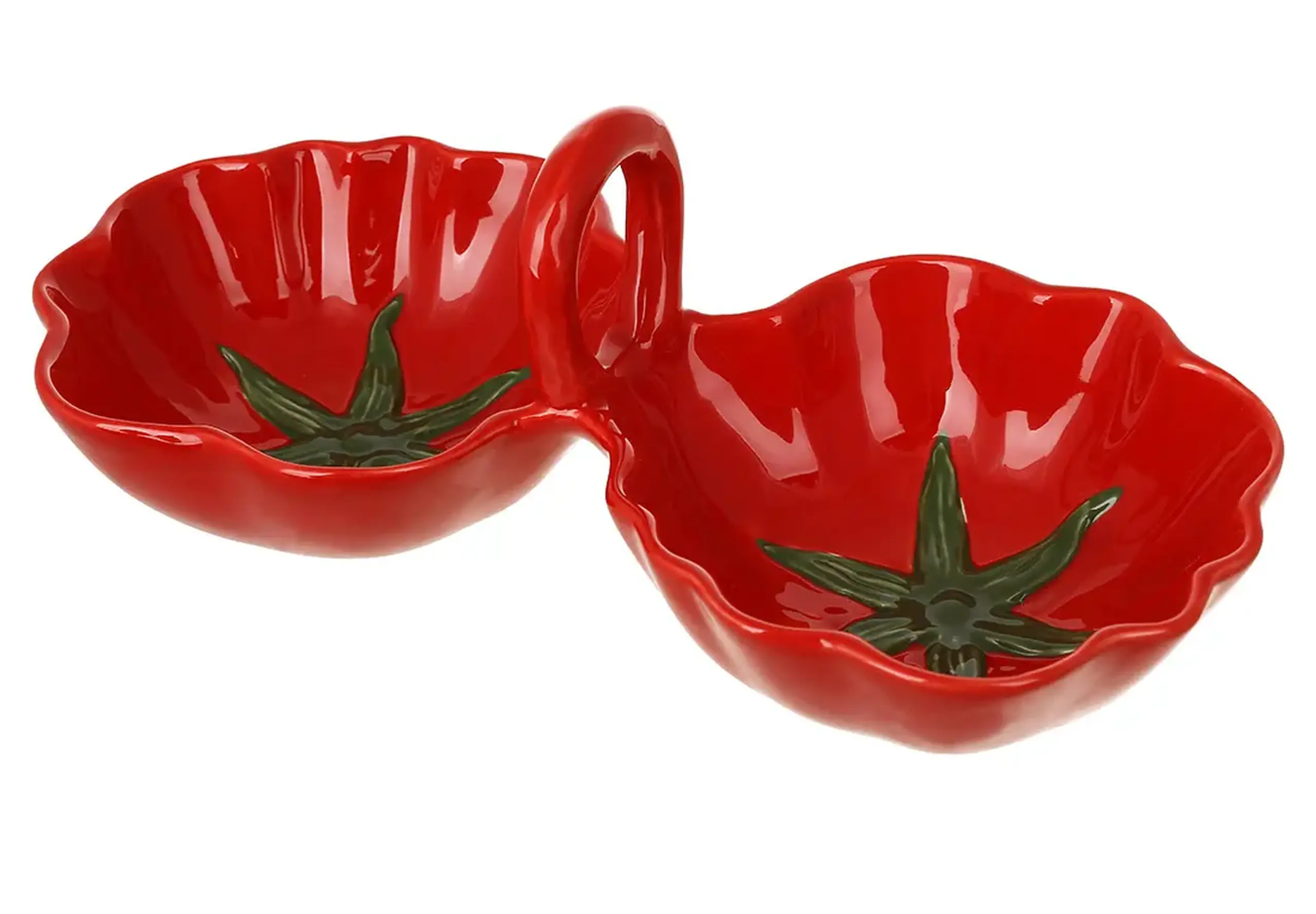 Platou compartimentat din ceramică, Tomato, 25cm