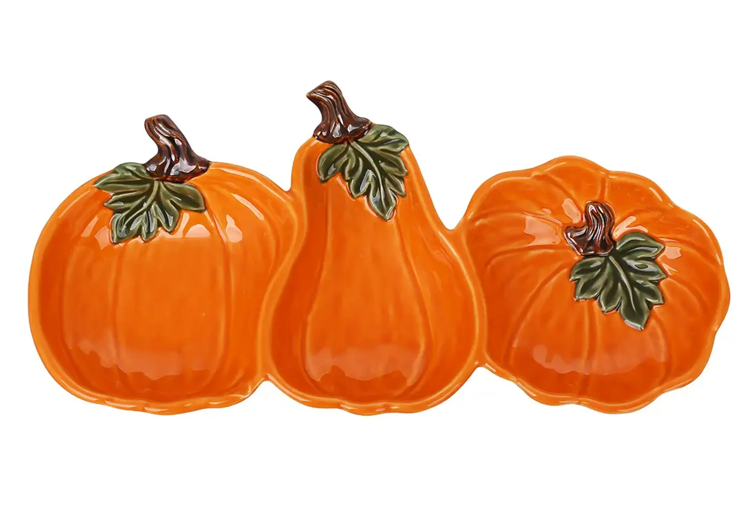 Platou compartimentat din ceramică, Pumpkin orange, 31,7cm