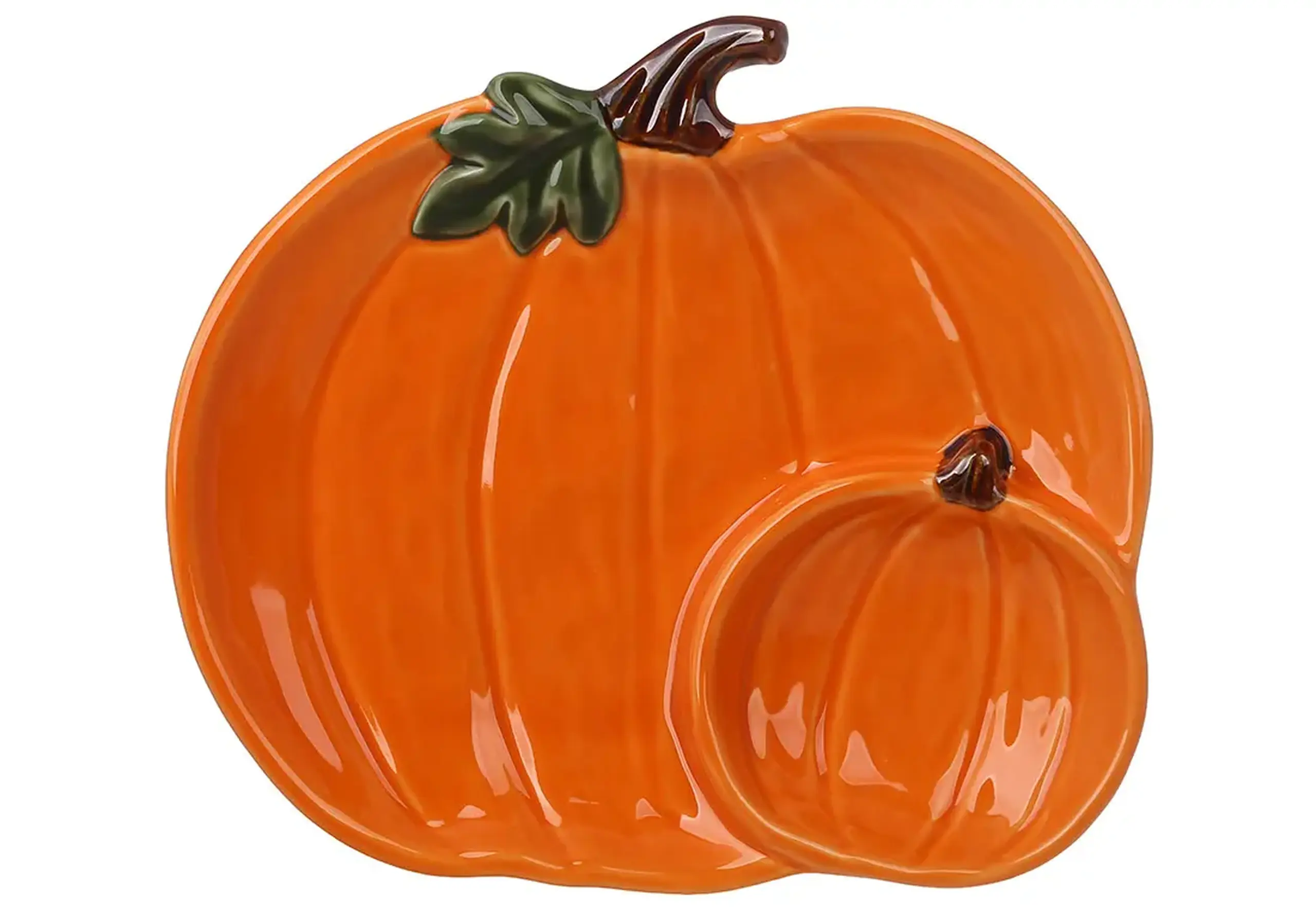 Farfurie din ceramică cu compartiment, Pumpkin Orange, 20,7cm
