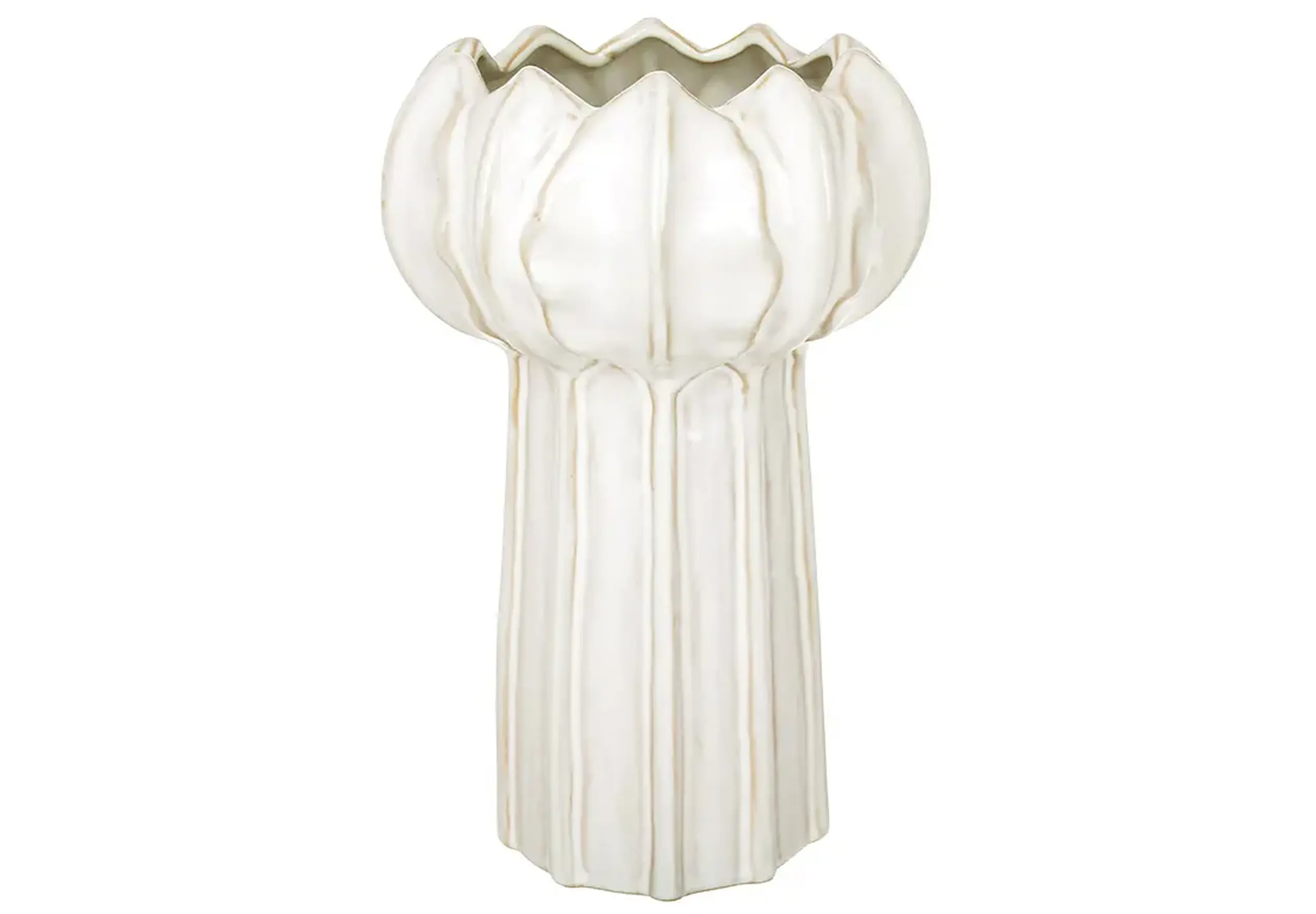 Vază din ceramică, Lotus beige, 22,3cm