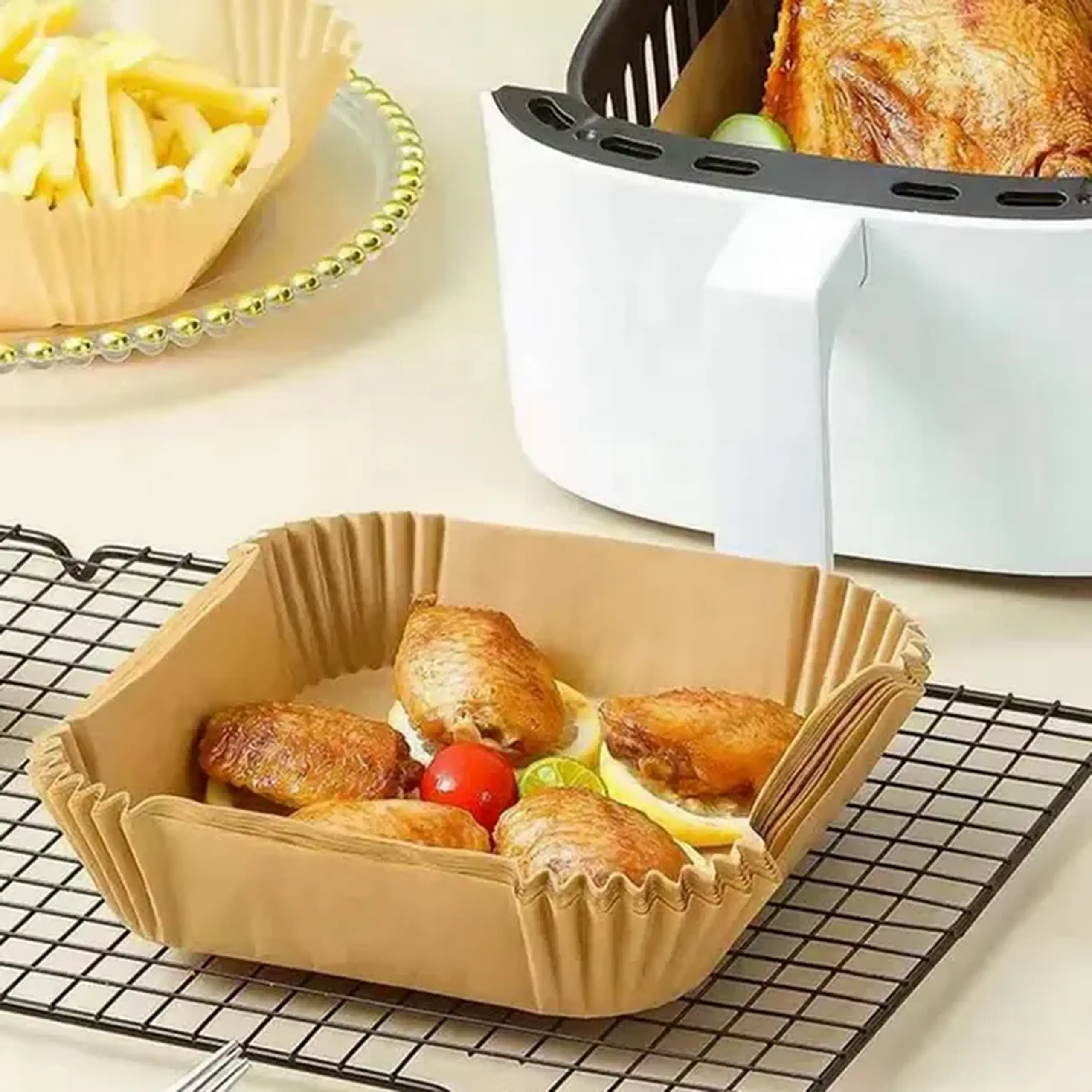 Hârtia de copt Papro Square Air Fryer Paper, Bej