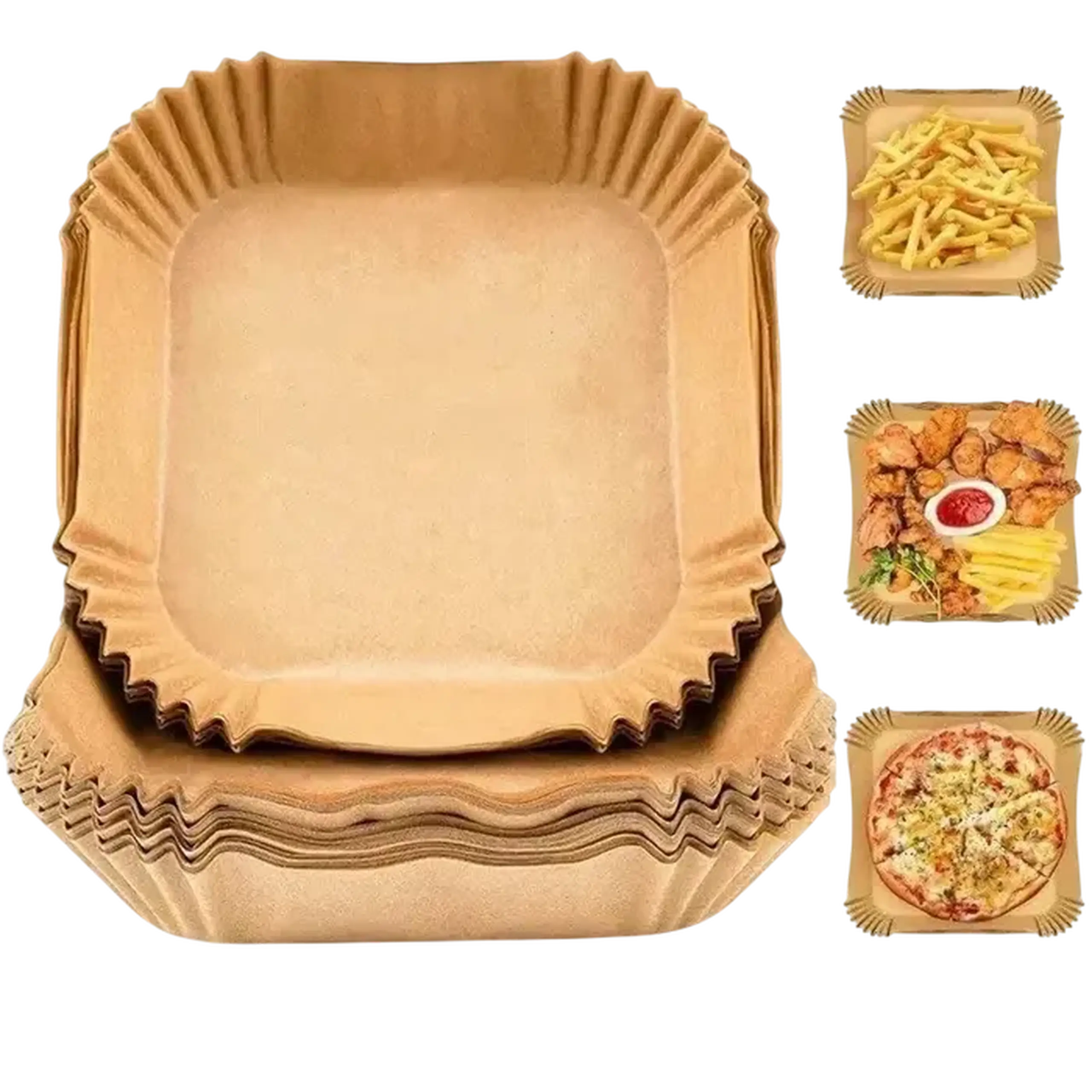Hârtia de copt Papro Square Air Fryer Paper, Bej